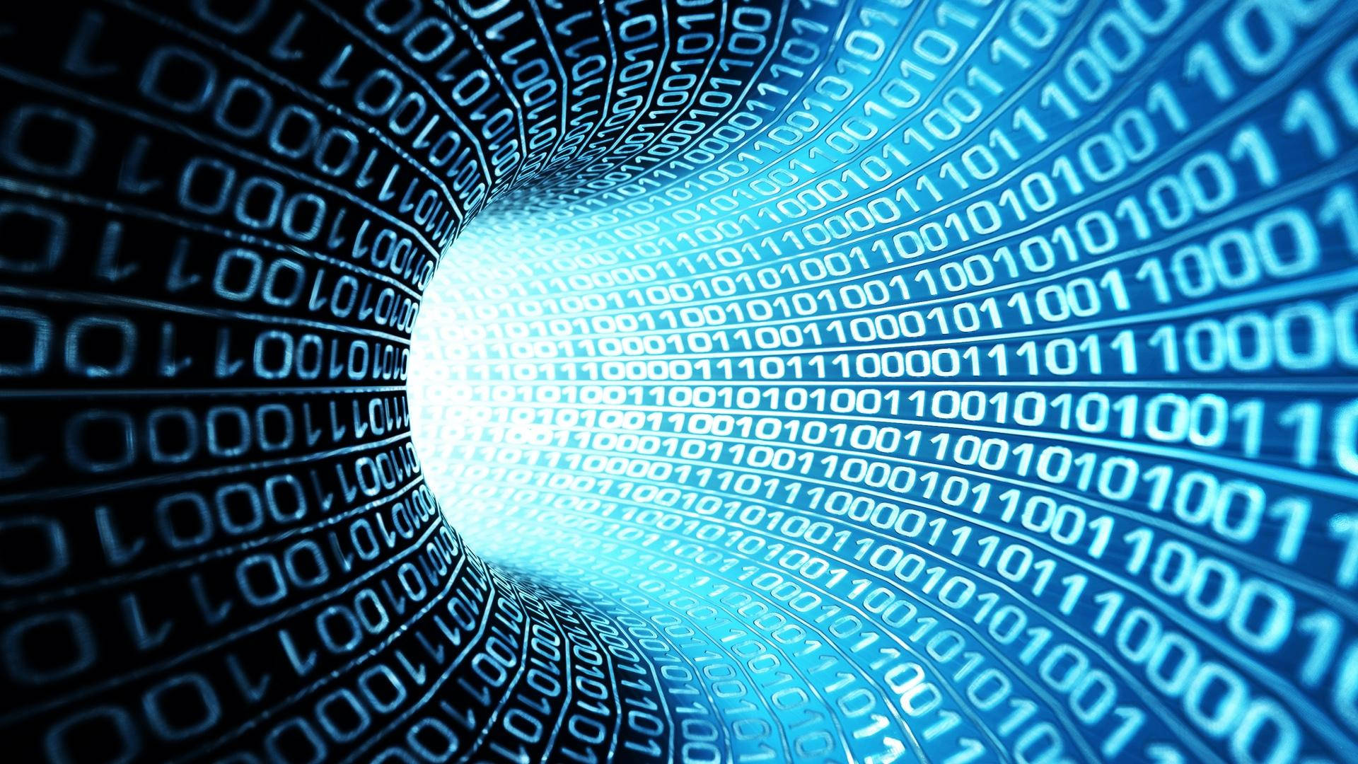 Information Technology, glowing blue digital tunnel, flowing binary code, Full HD Desktop Wallpaper