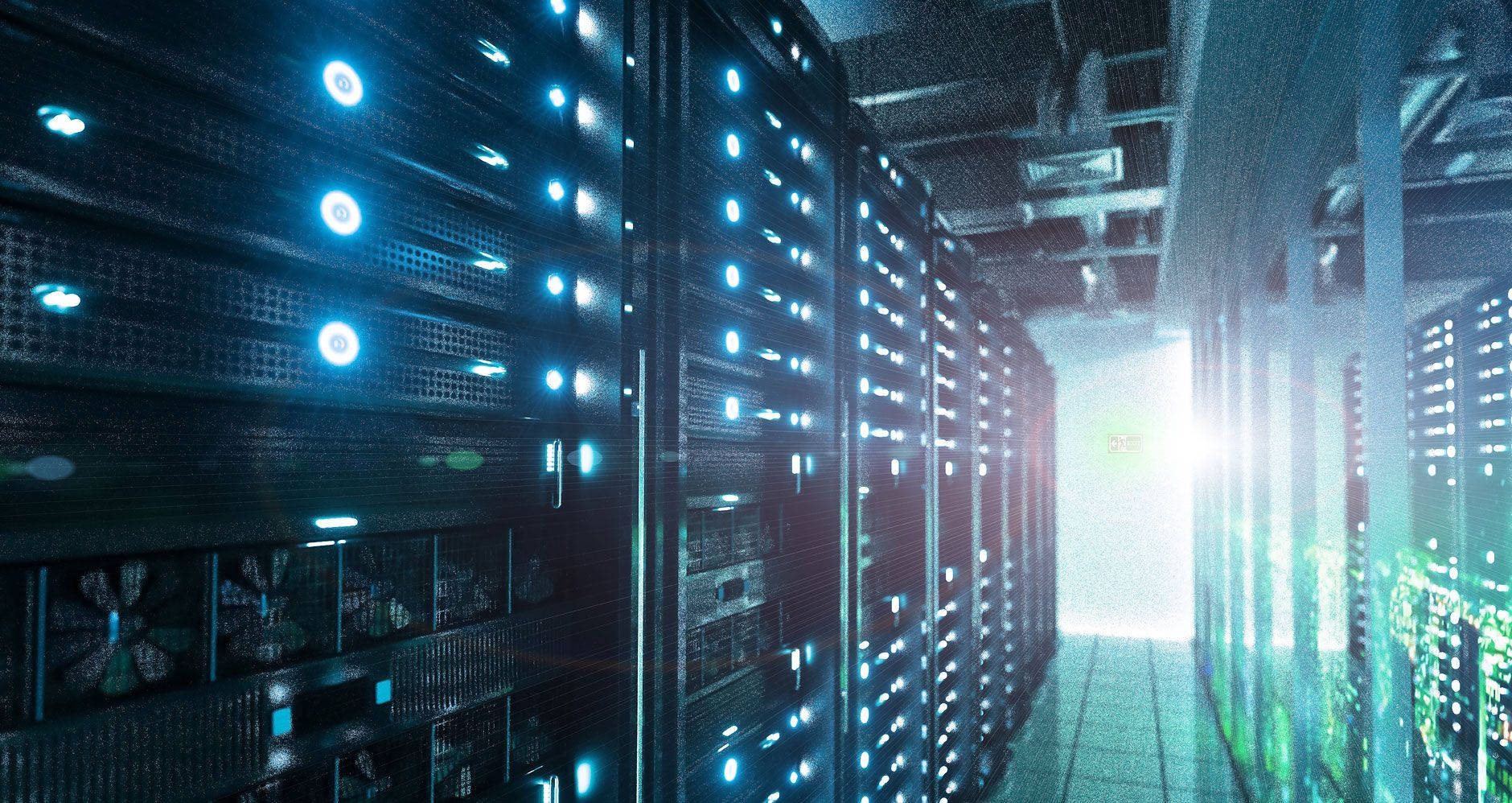 Information Technology, server room, glowing blue lights, HD Desktop Wallpaper