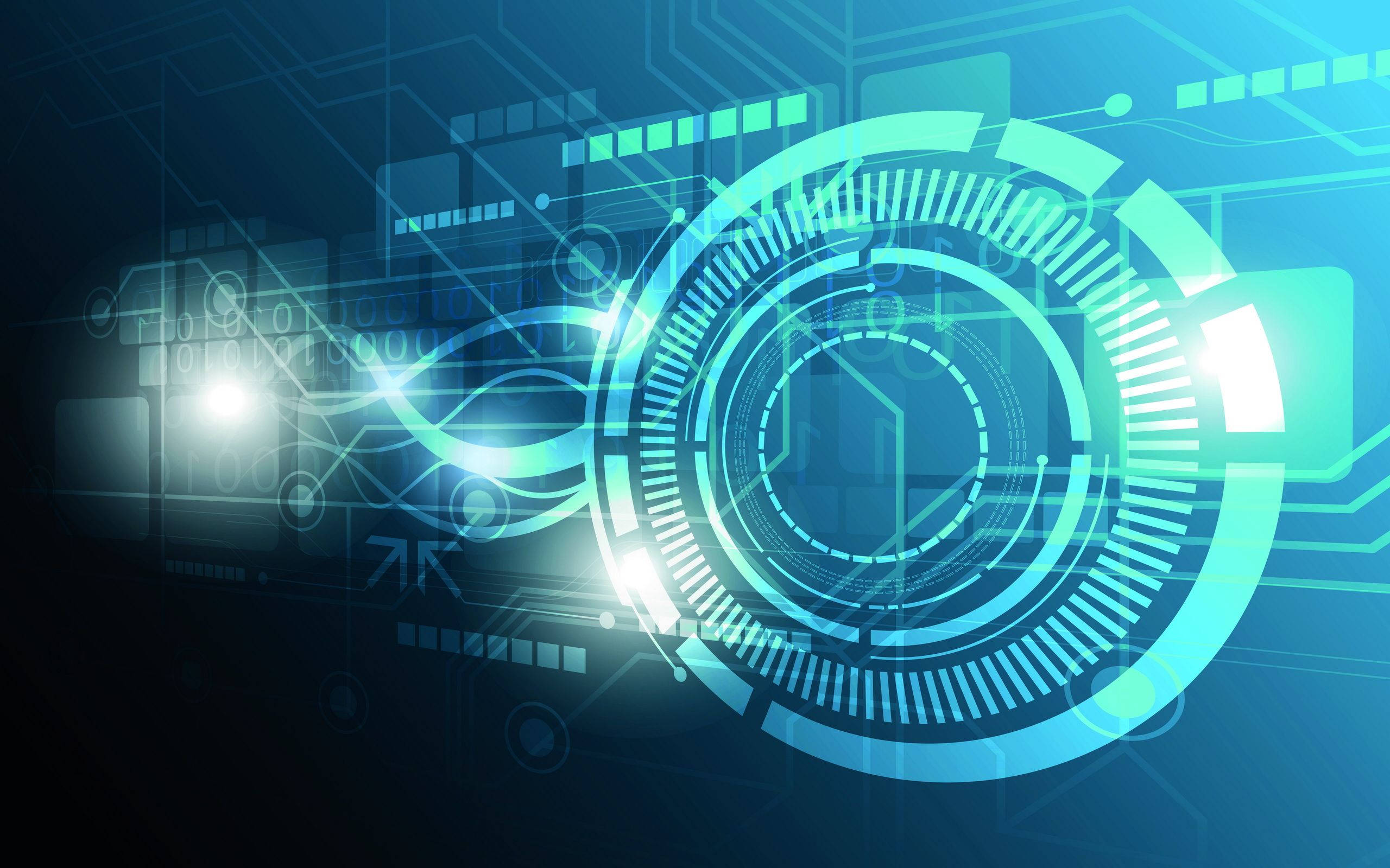 Information Technology, glowing futuristic digital interface, circuit patterns, 2K Desktop Wallpaper