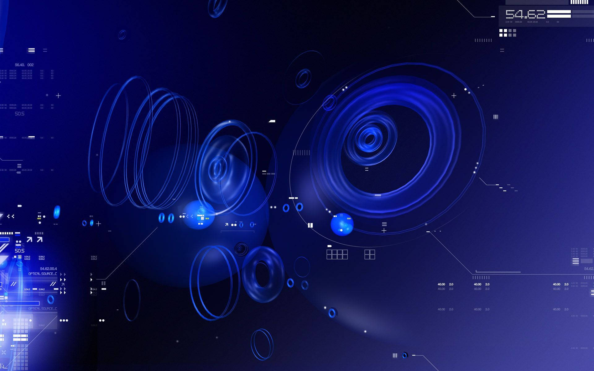Information Technology, futuristic blue digital interface, glowing concentric circles, Full HD Desktop Wallpaper