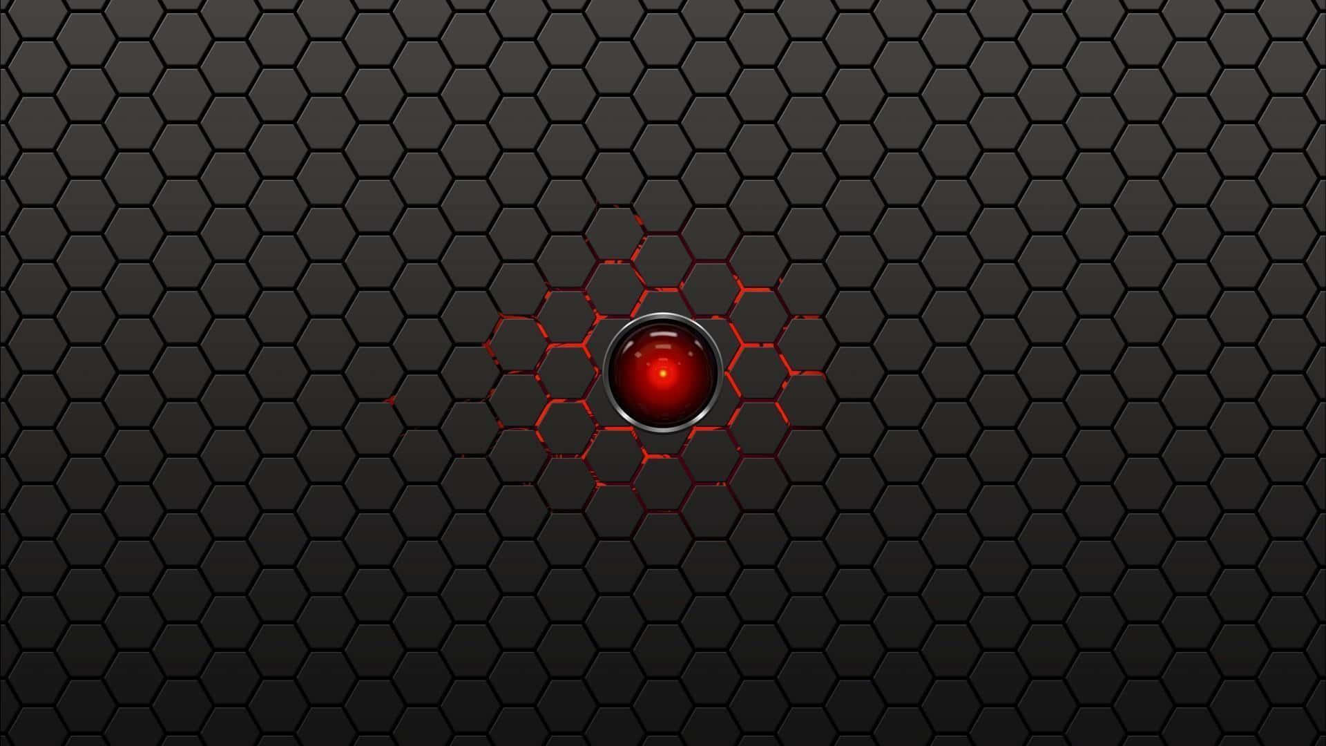 glowing red orb, dark hexagonal grid, glowing red cracks, Full HD Desktop Wallpaper