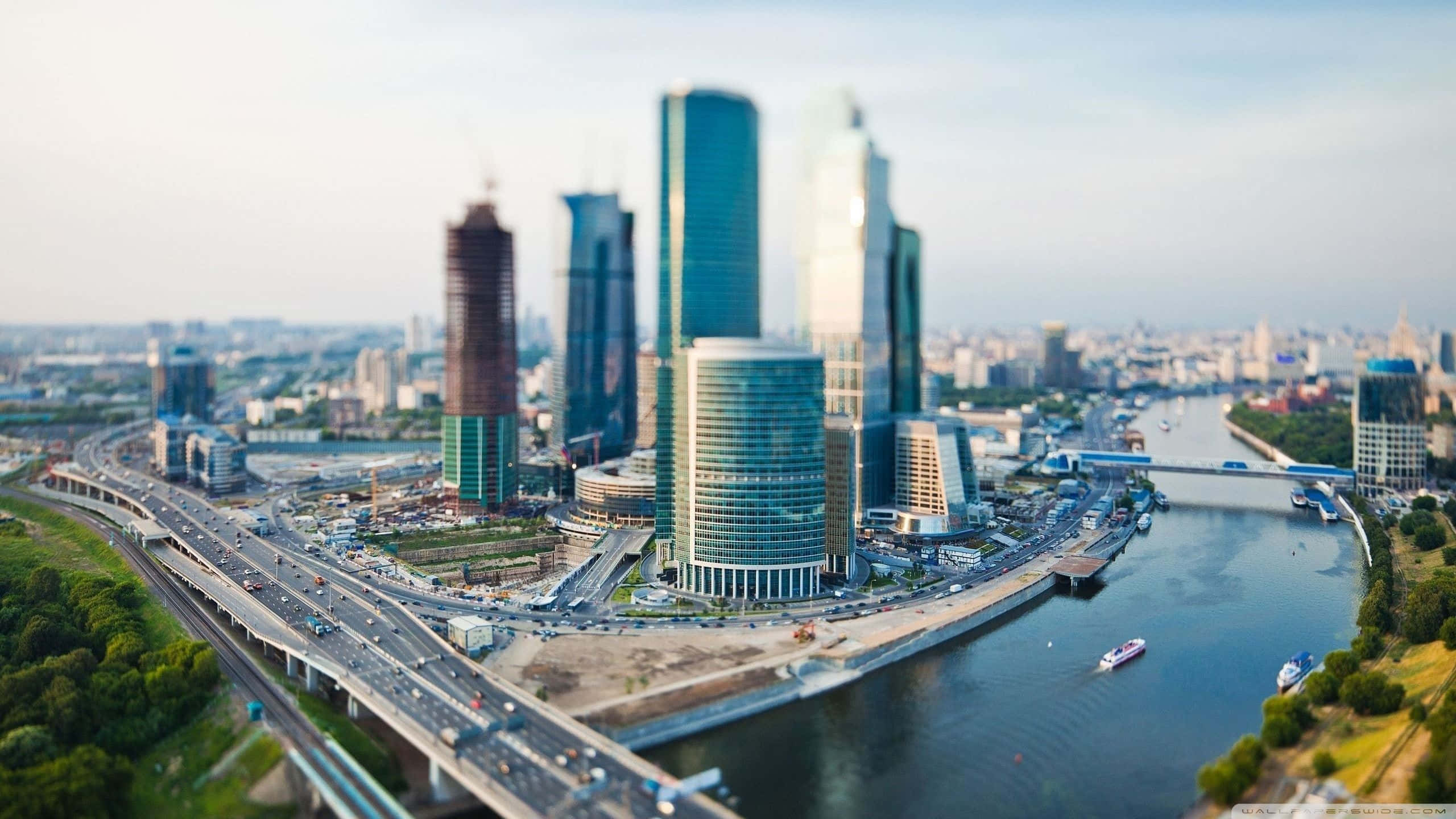 Infrastructure, modern skyscrapers, highways, 2K Desktop Wallpaper