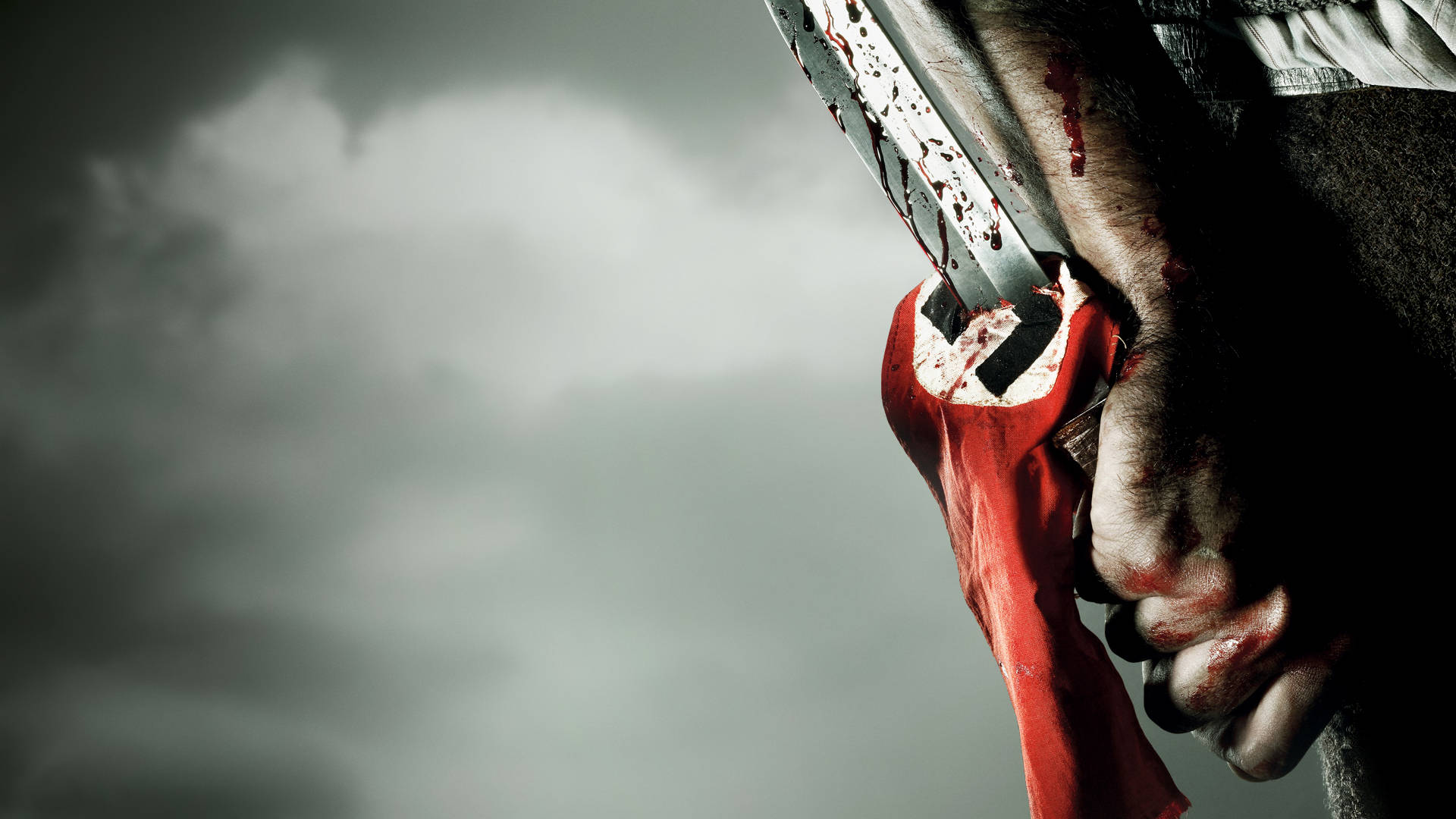 Inglourious Basterds, bloody swastika, red cloth handle, Full HD Desktop Wallpaper