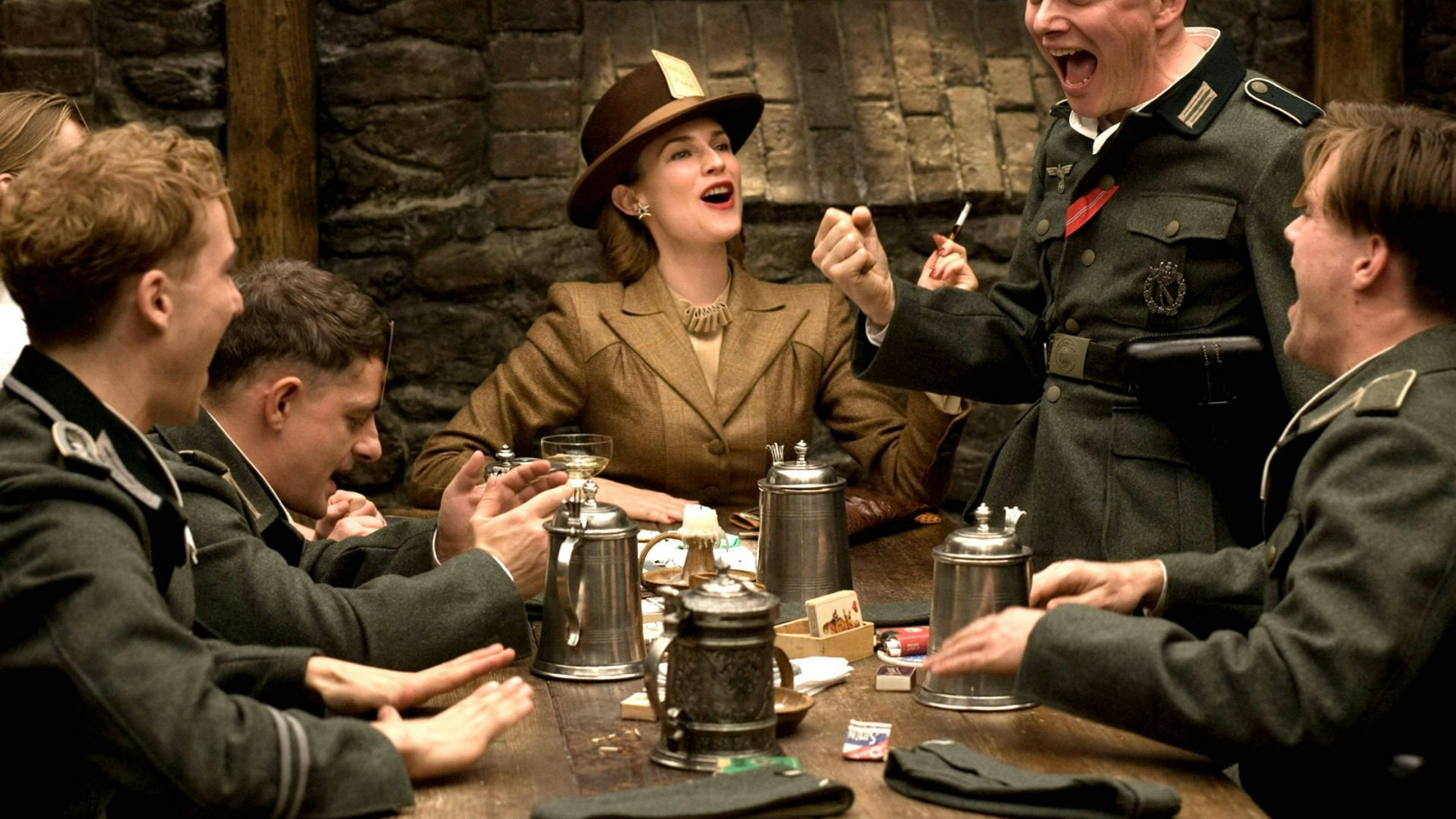 Inglourious Basterds, bar scene, brown hat, 4K Desktop Wallpaper