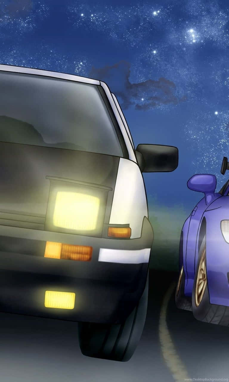 Initial D Phone, cars, starry night sky, HD Phone Wallpaper