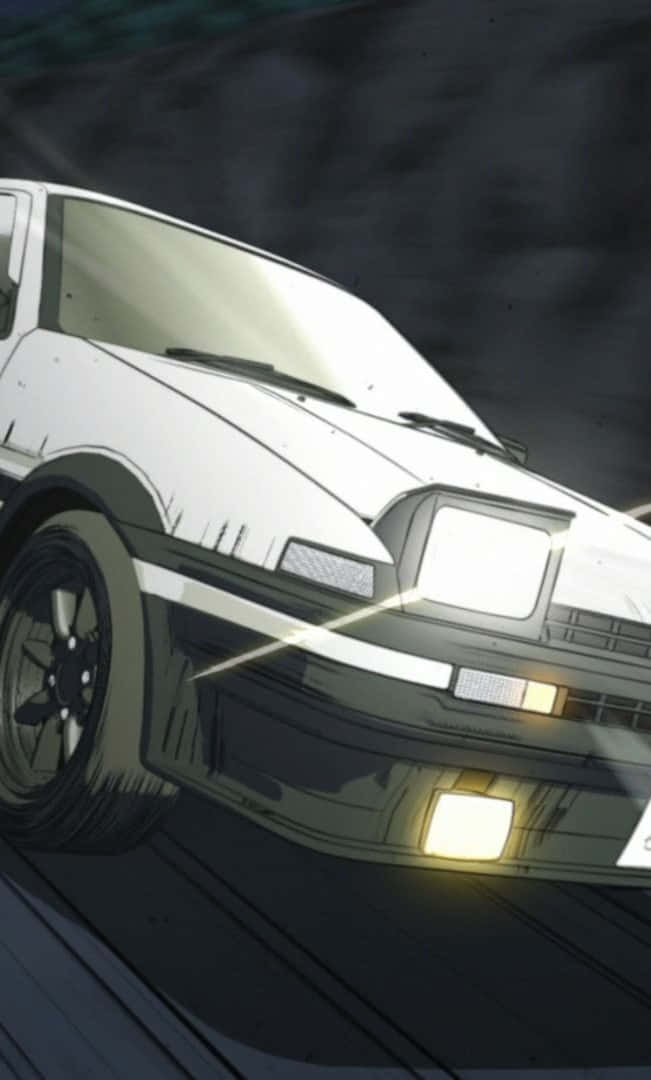 Initial D Phone, anime-style sports car, glowing headlights, SD Phone Wallpaper