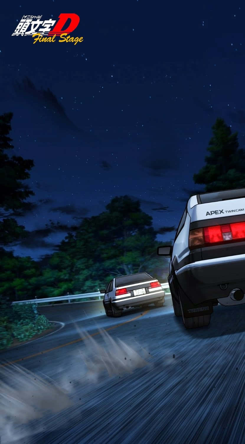 Initial D Phone, car chase, night, HD Phone Wallpaper