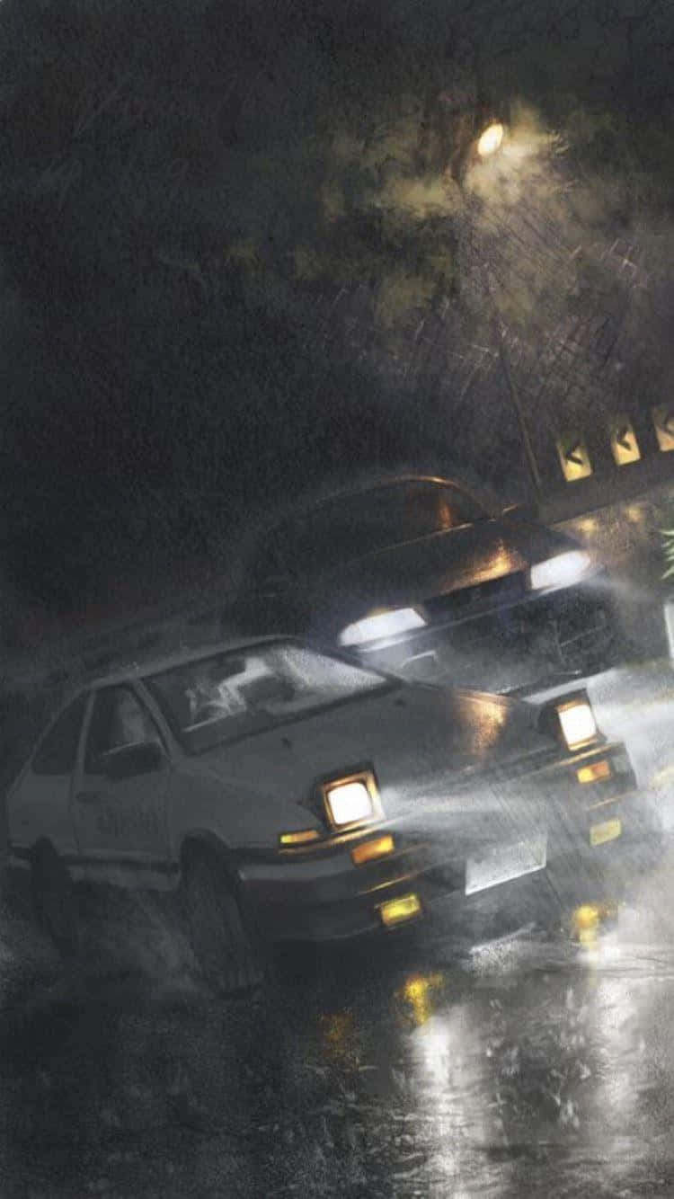 Initial D Phone, cars, rain, HD Phone Wallpaper