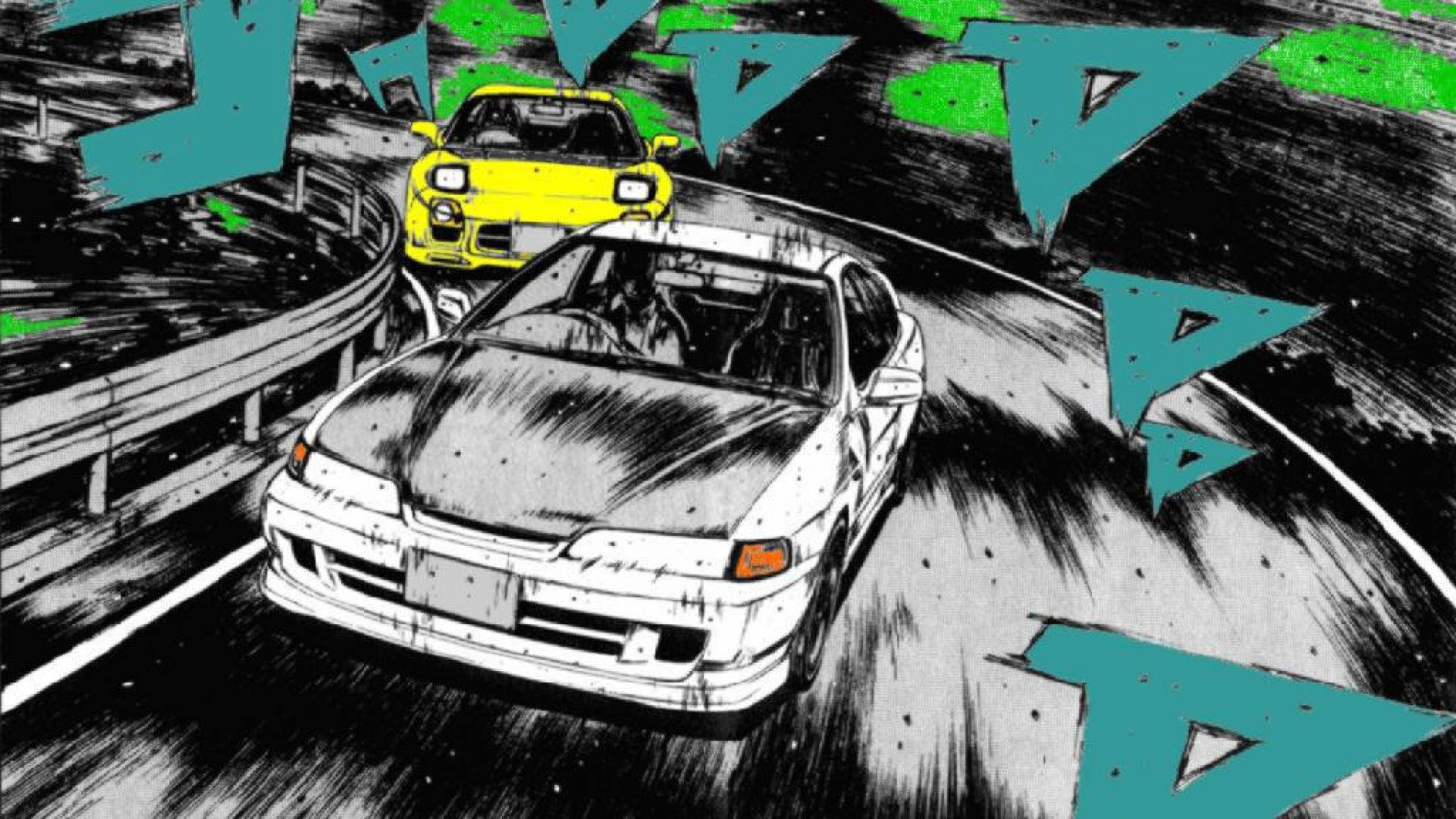 Initial D, teal, green, Full HD Desktop Wallpaper