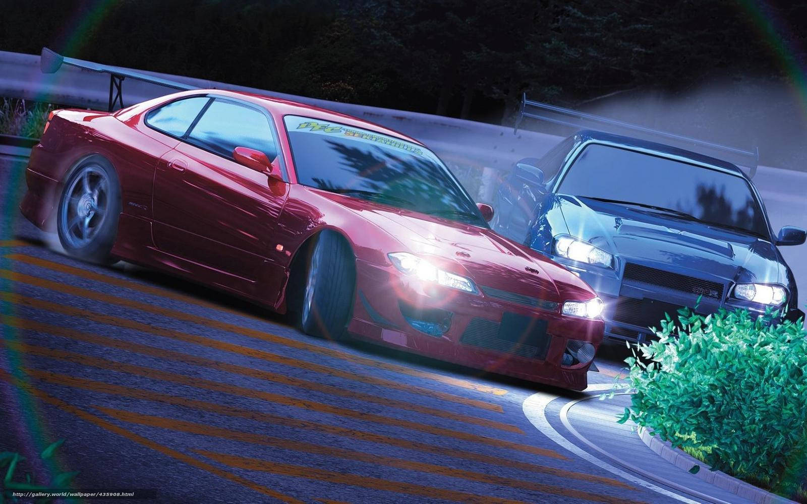 Initial D, sports cars, wet racetrack, HD Desktop Wallpaper