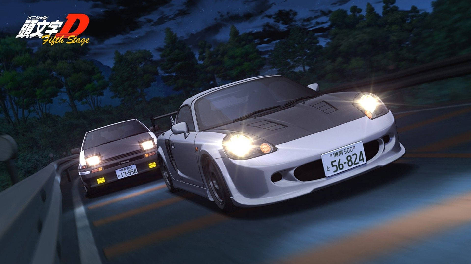 Initial D, mountain road, night, Full HD Desktop Wallpaper