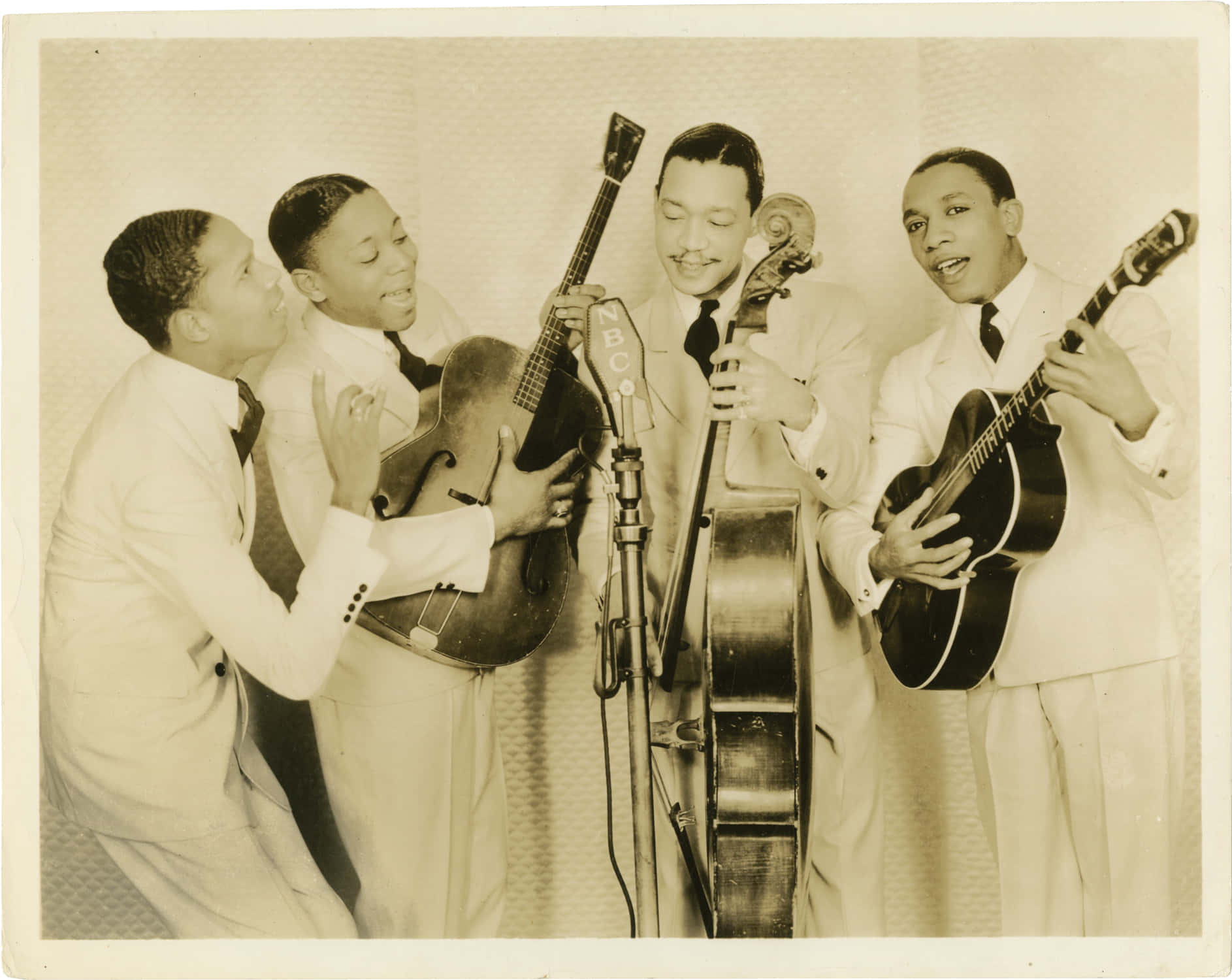 Ink Spots, white suits, guitars, HD Desktop Wallpaper