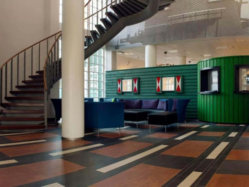 Inntel Hotel Zaandam, lounge area, spiral staircase, SD Desktop Wallpaper