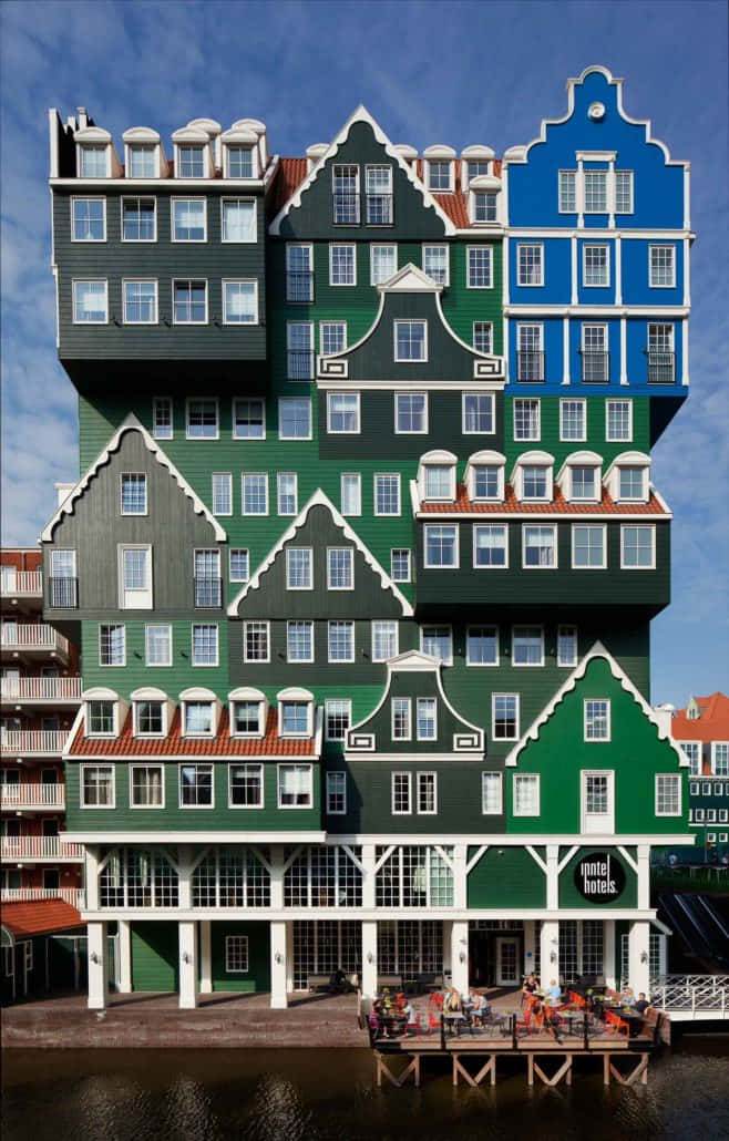 Inntel Hotel Zaandam, green blue, gray, SD Phone Wallpaper