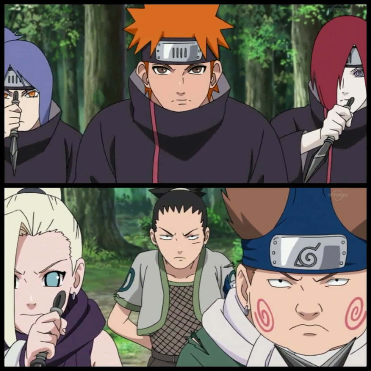 Ino-Shika-Cho, anime ninja characters, forest, HD Desktop Wallpaper