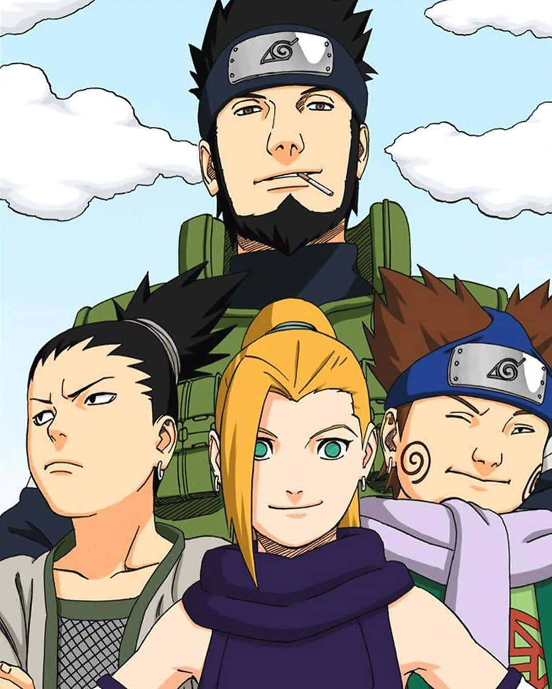 Ino-Shika-Cho, anime ninja characters, cloudy sky, HD Phone Wallpaper