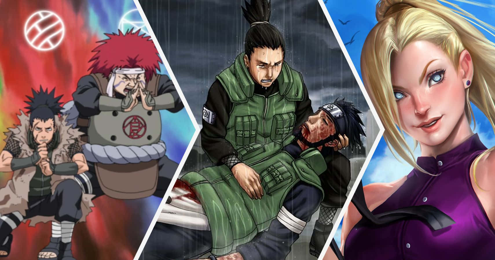 Ino Shika Cho, anime characters, fiery rainstorm, HD Desktop Wallpaper