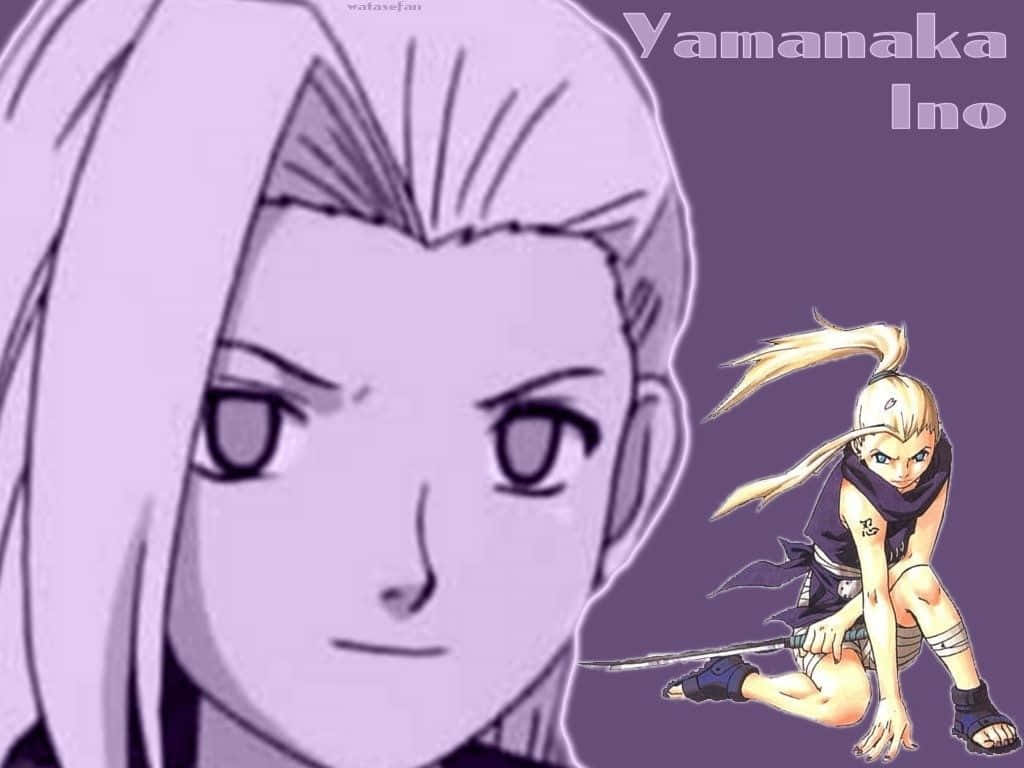 Ino Yamanaka, anime character, crouching pose, SD Desktop Wallpaper