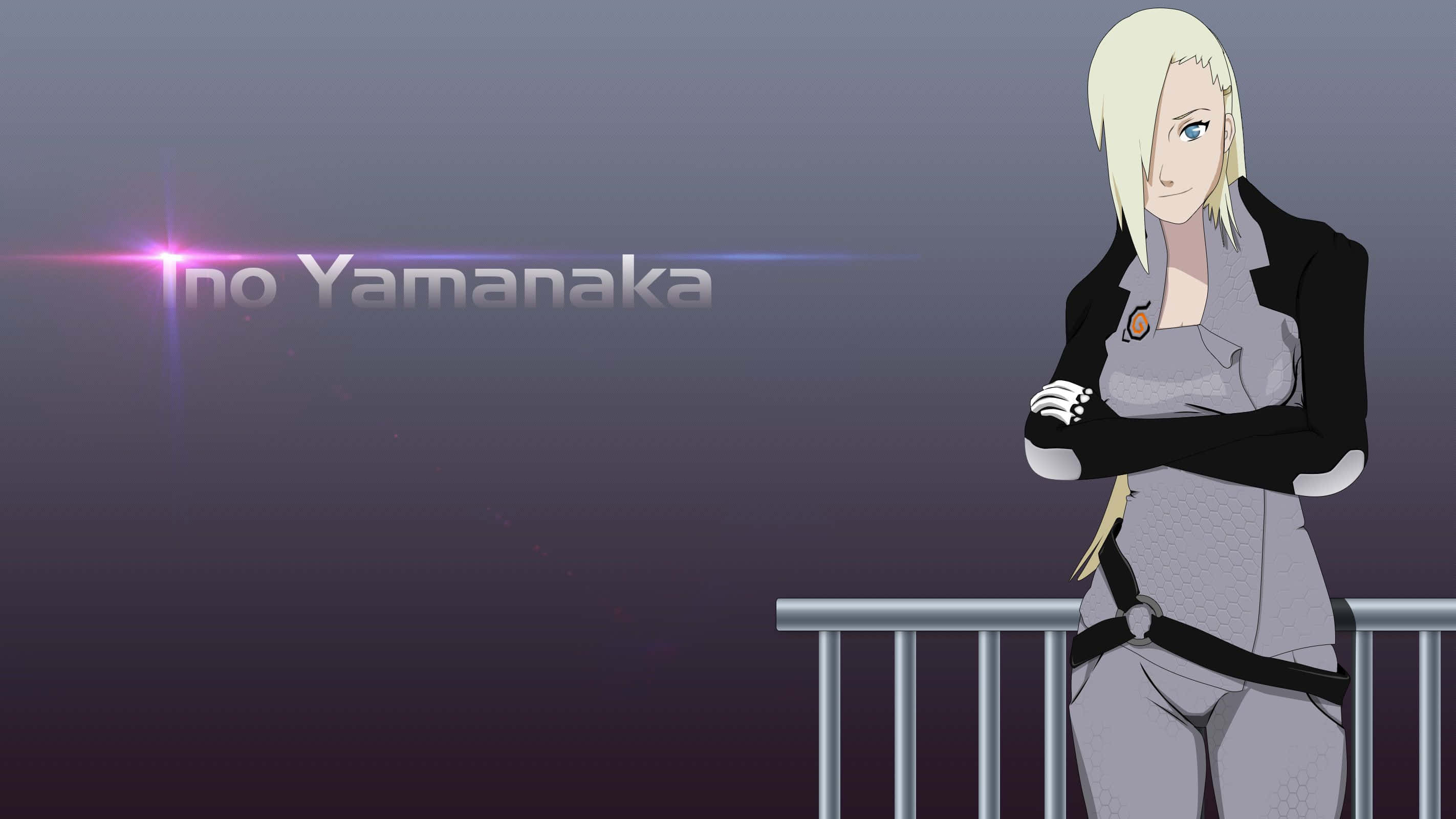 Ino Yamanaka, signature outfit, gradient purple background, 2K Desktop Wallpaper