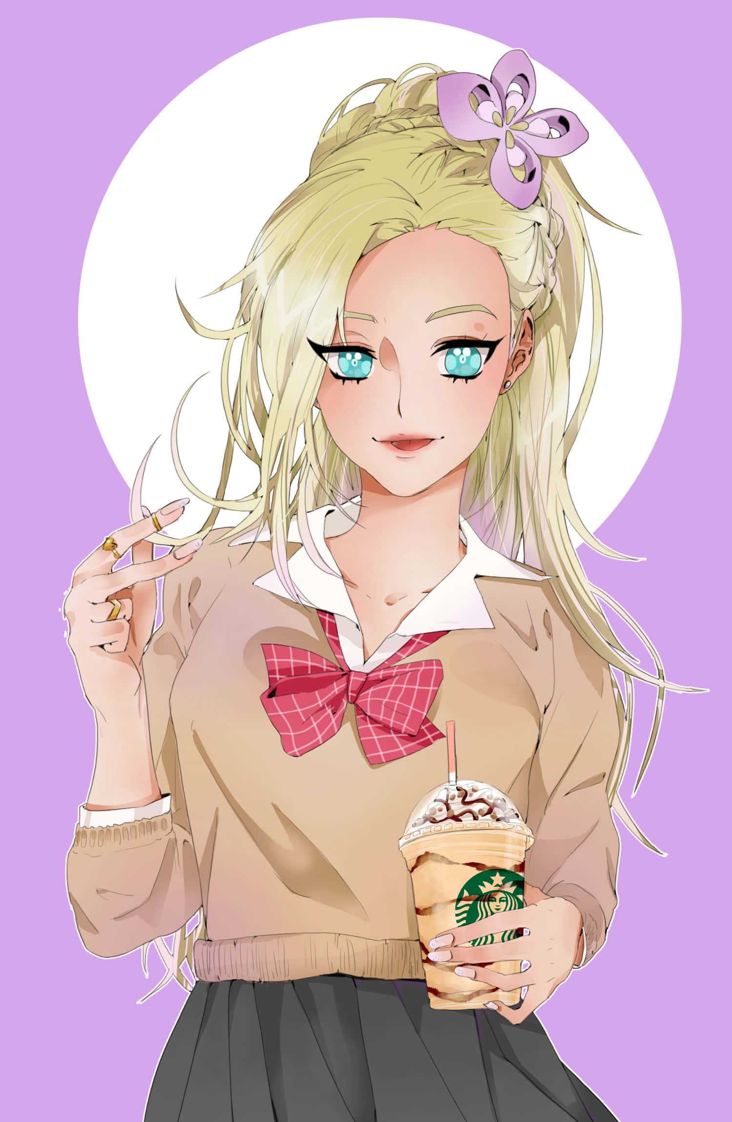Ino Yamanaka, Gyaru, Starbucks drink, Full HD Phone Wallpaper