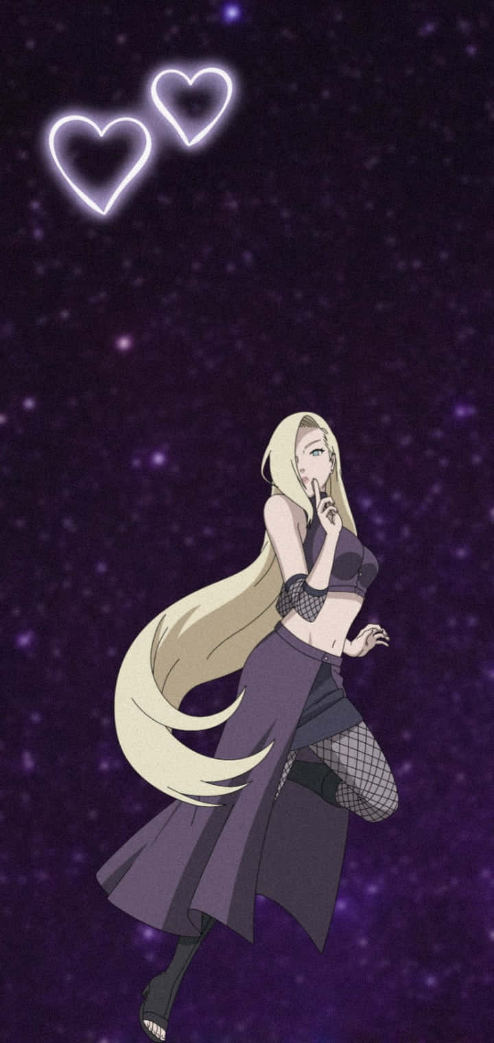 Ino Yamanaka, long blonde hair, starry purple sky, HD Phone Wallpaper