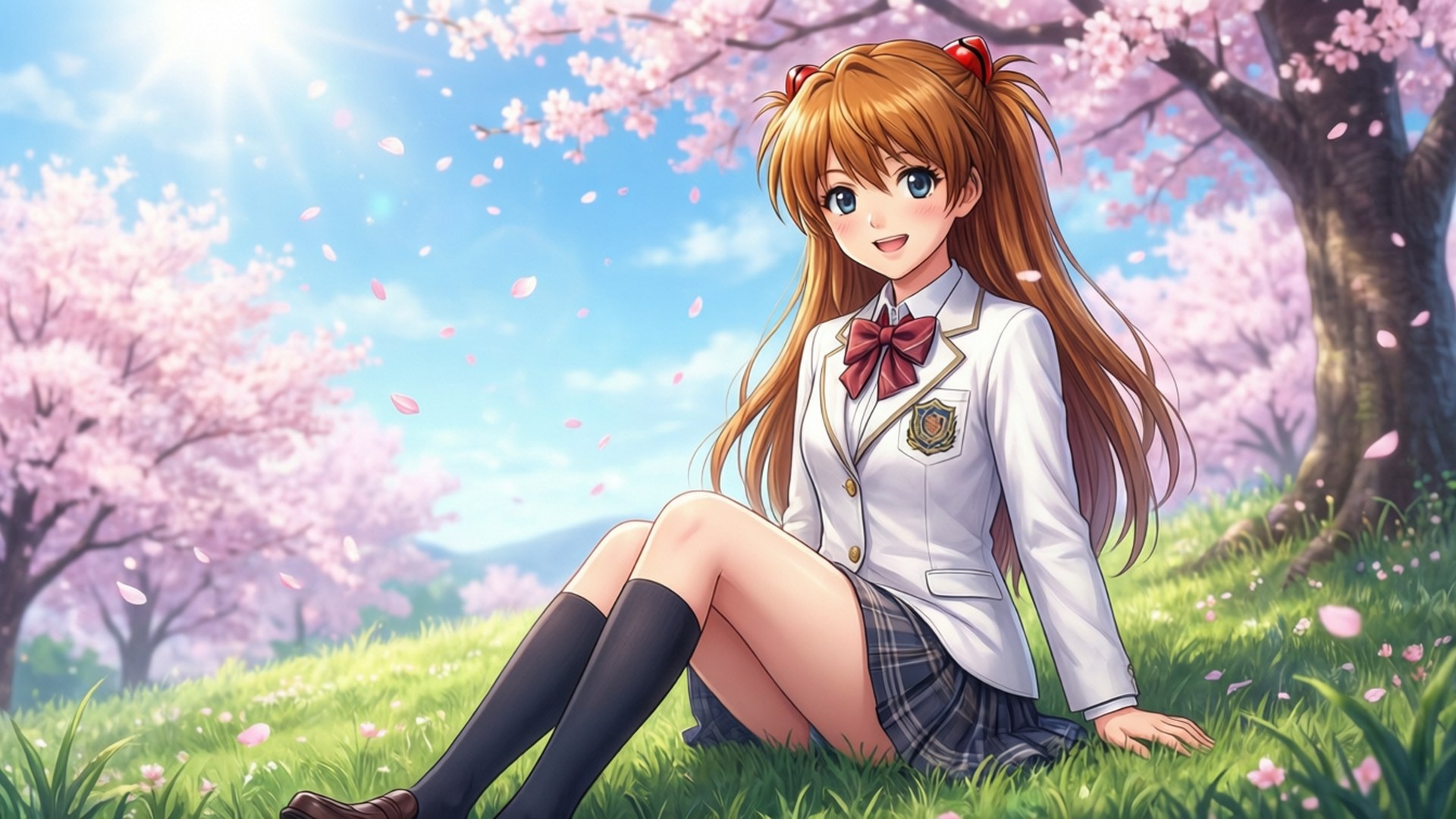 Inori Yuzuriha, cherry blossoms, spring day, Full HD Desktop Wallpaper