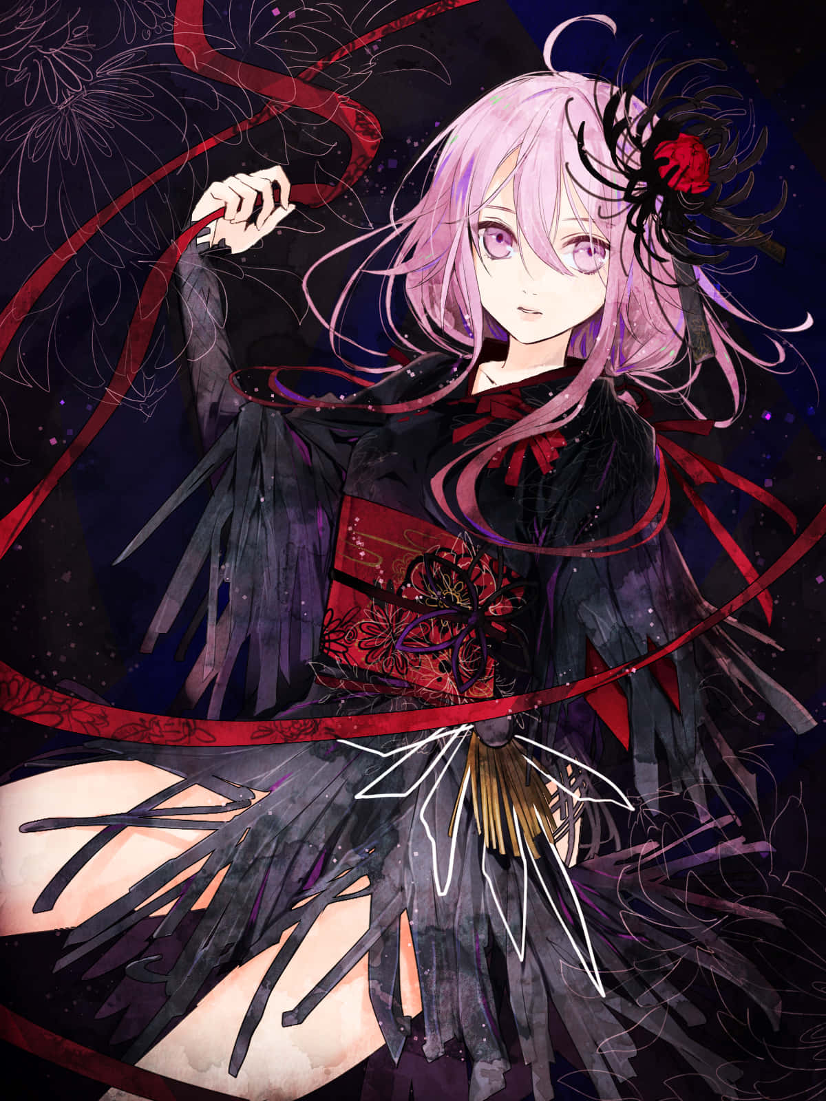 Inori Yuzuriha, pink hair, red ribbon, HD Phone Wallpaper
