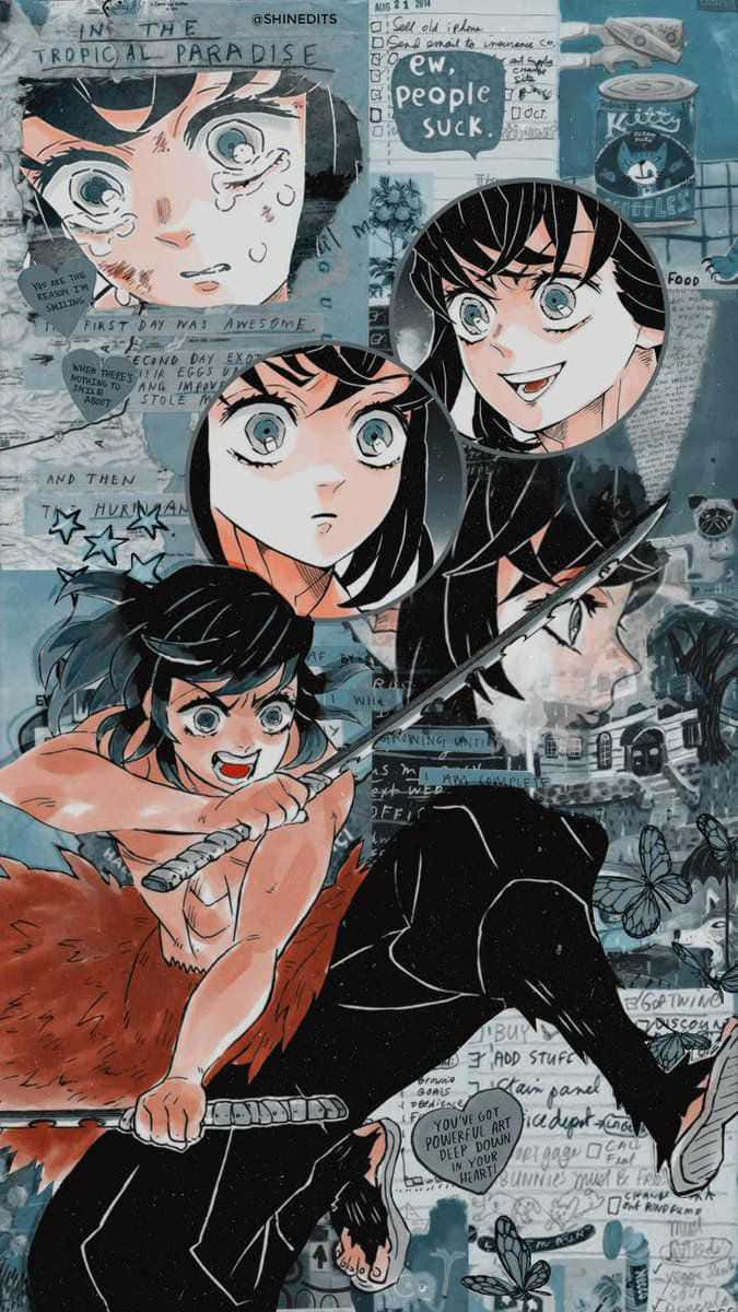 Inosuke, collage, comic panels, SD Phone Wallpaper