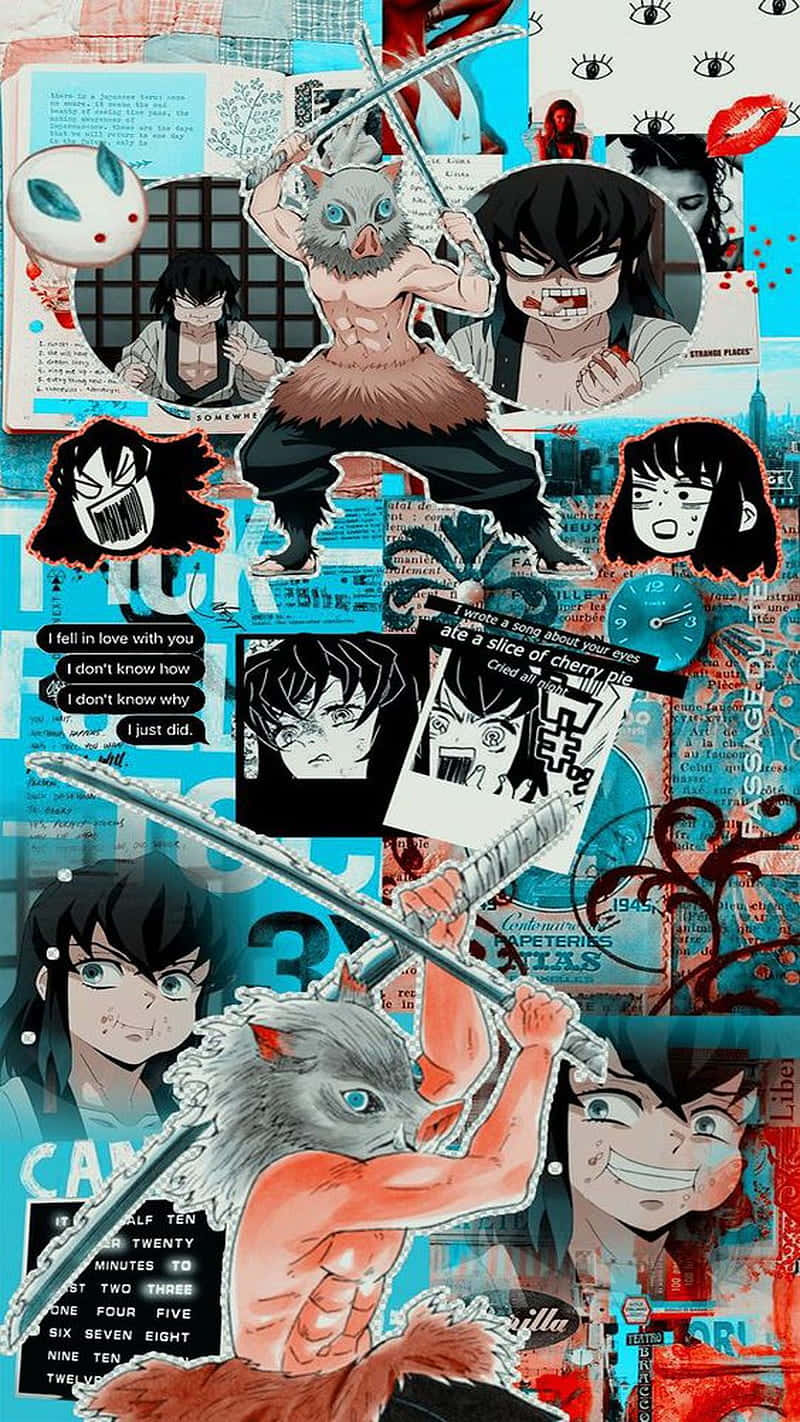 Inosuke, collage aesthetic, anime collage, HD Phone Wallpaper