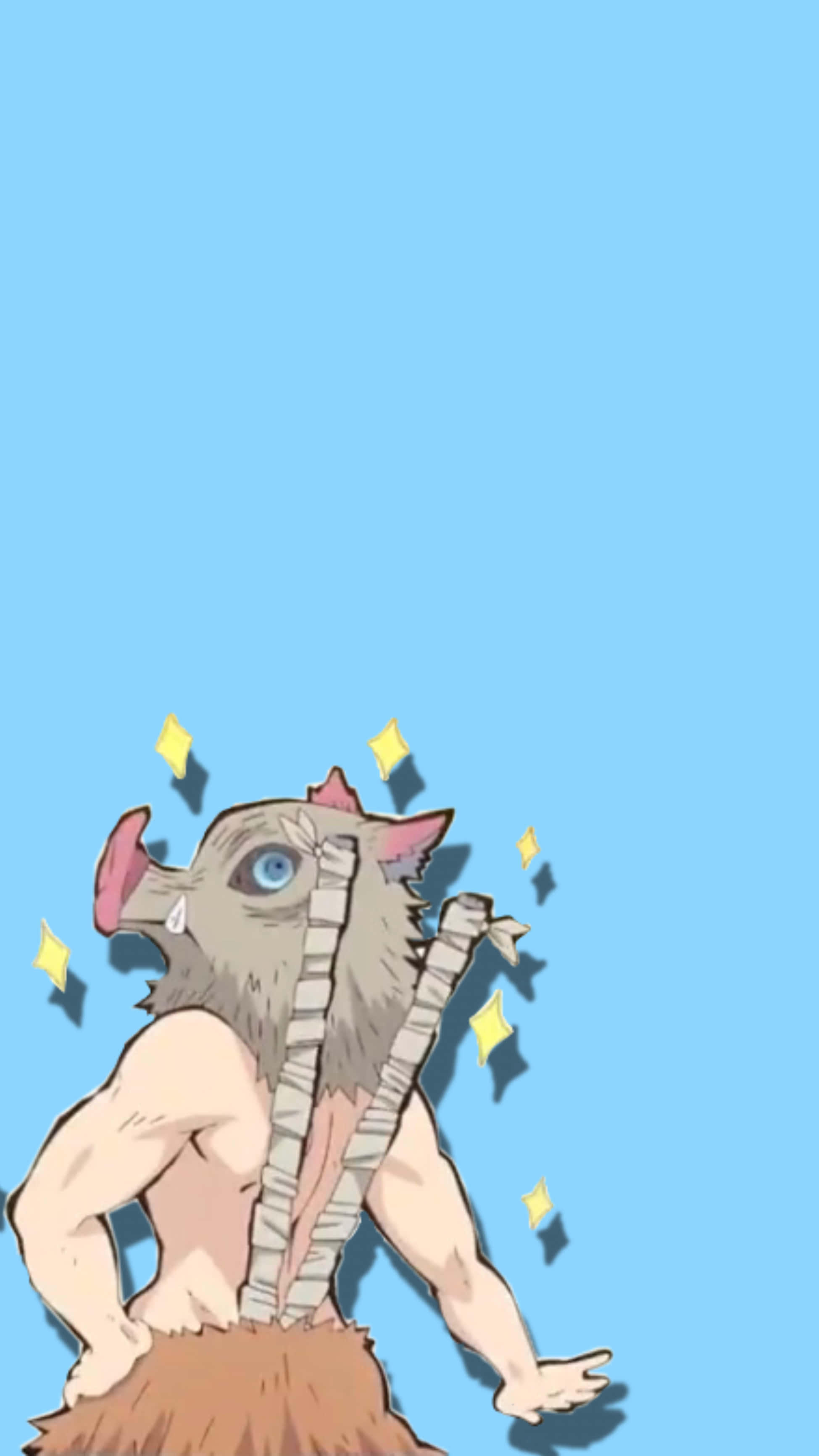 Inosuke, sparkly, glowing yellow stars, 2K Phone Wallpaper