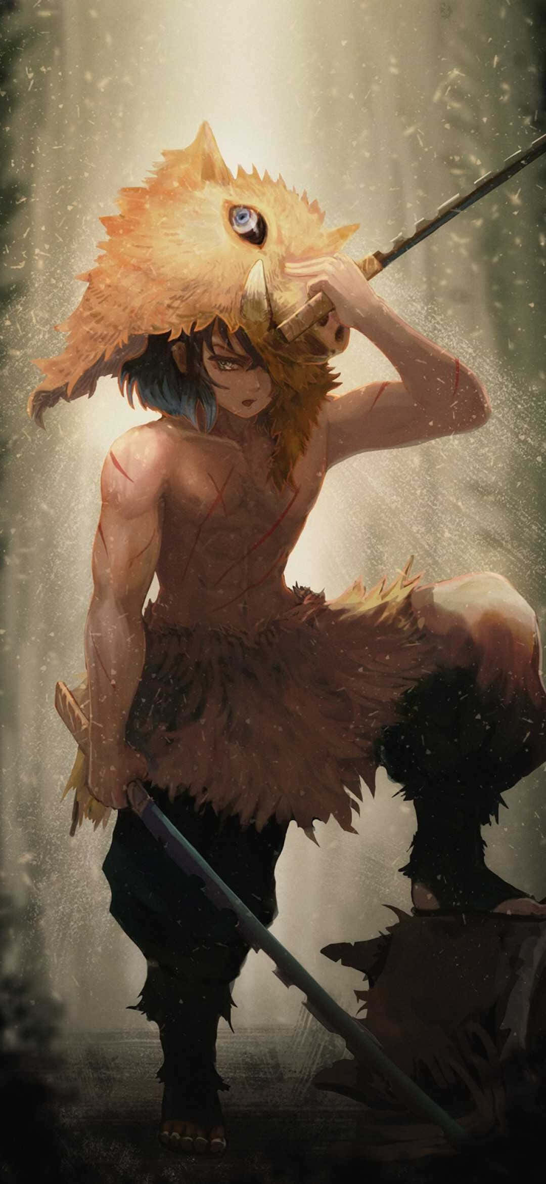 Inosuke Phone, Inosuke, fox-like head, Full HD Phone Wallpaper