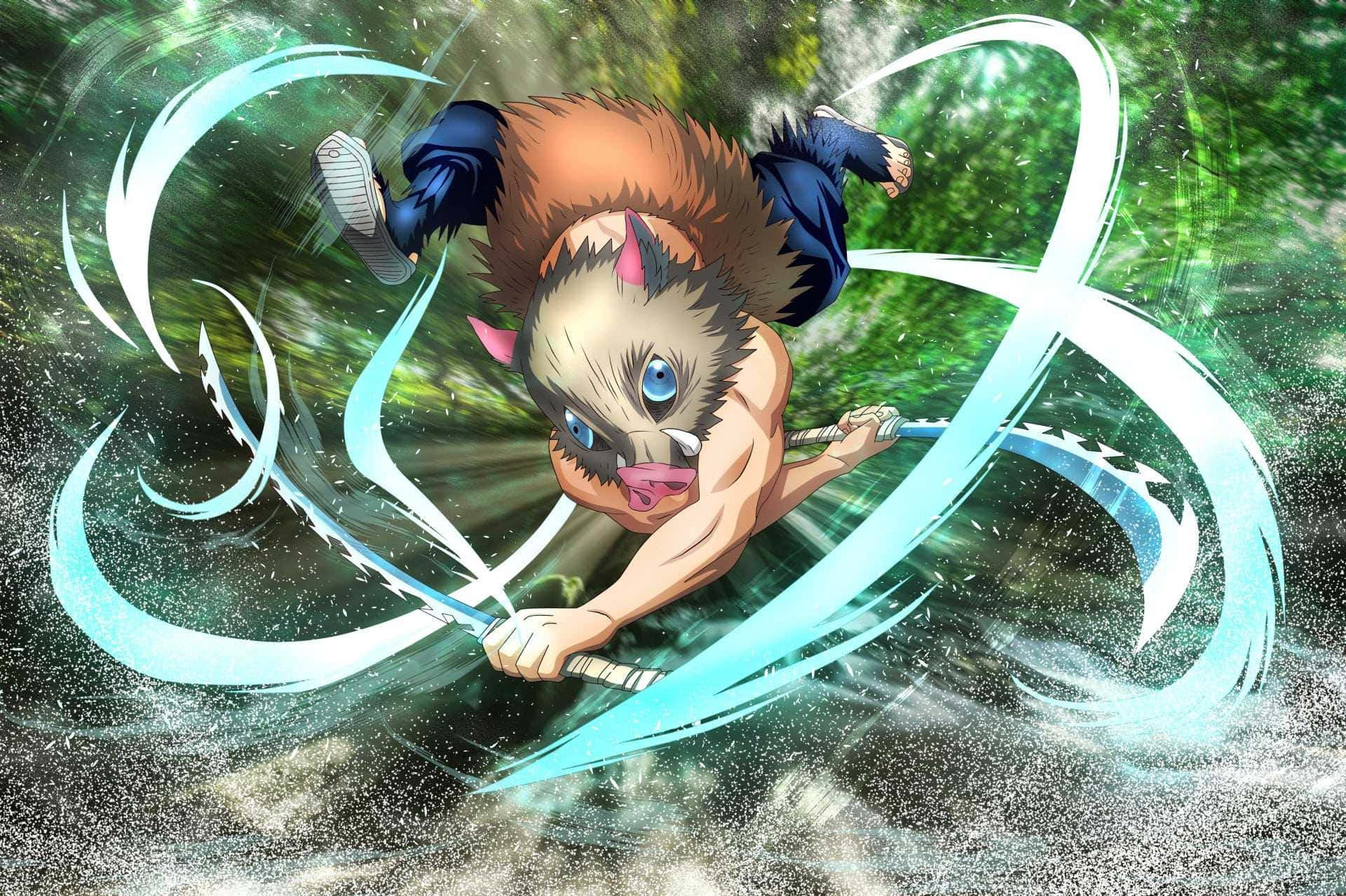 Inosuke, sword, blue eyes, Full HD Desktop Wallpaper