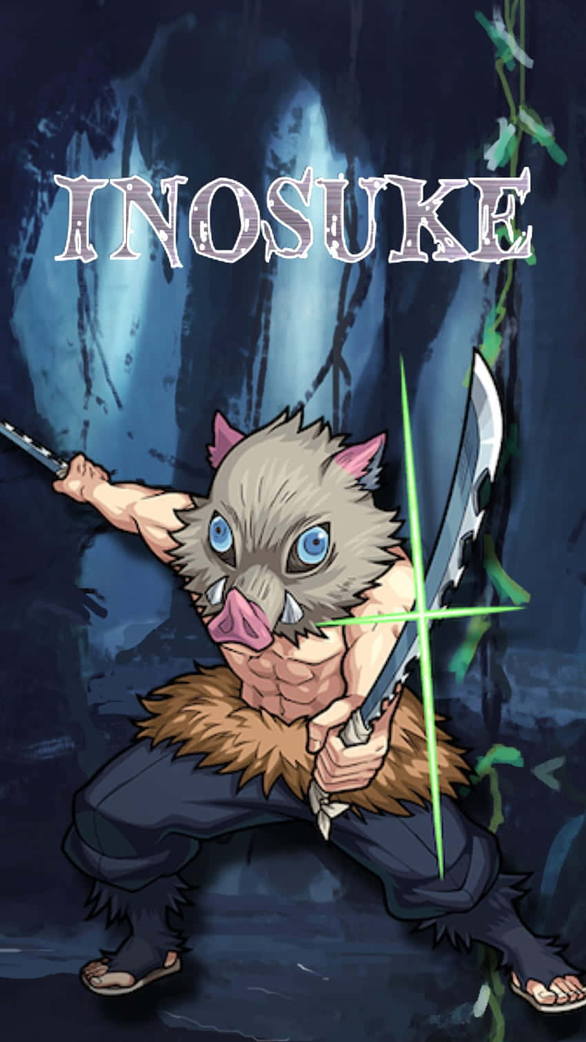 Inosuke, boar-masked anime warrior, dark forest, HD Phone Wallpaper
