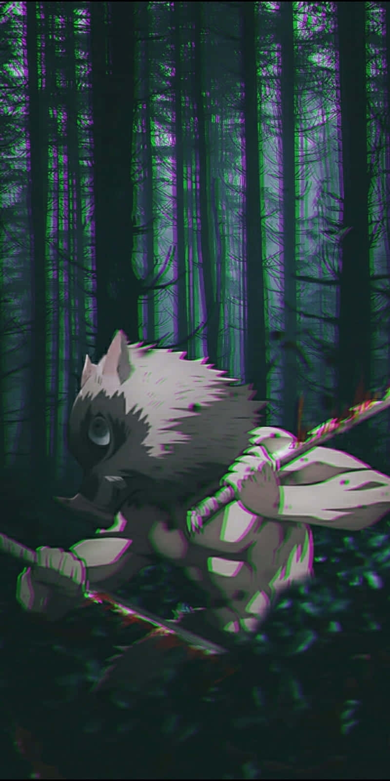 Inosuke Phone, wolf-like anime character, glowing eyes, HD Phone Wallpaper