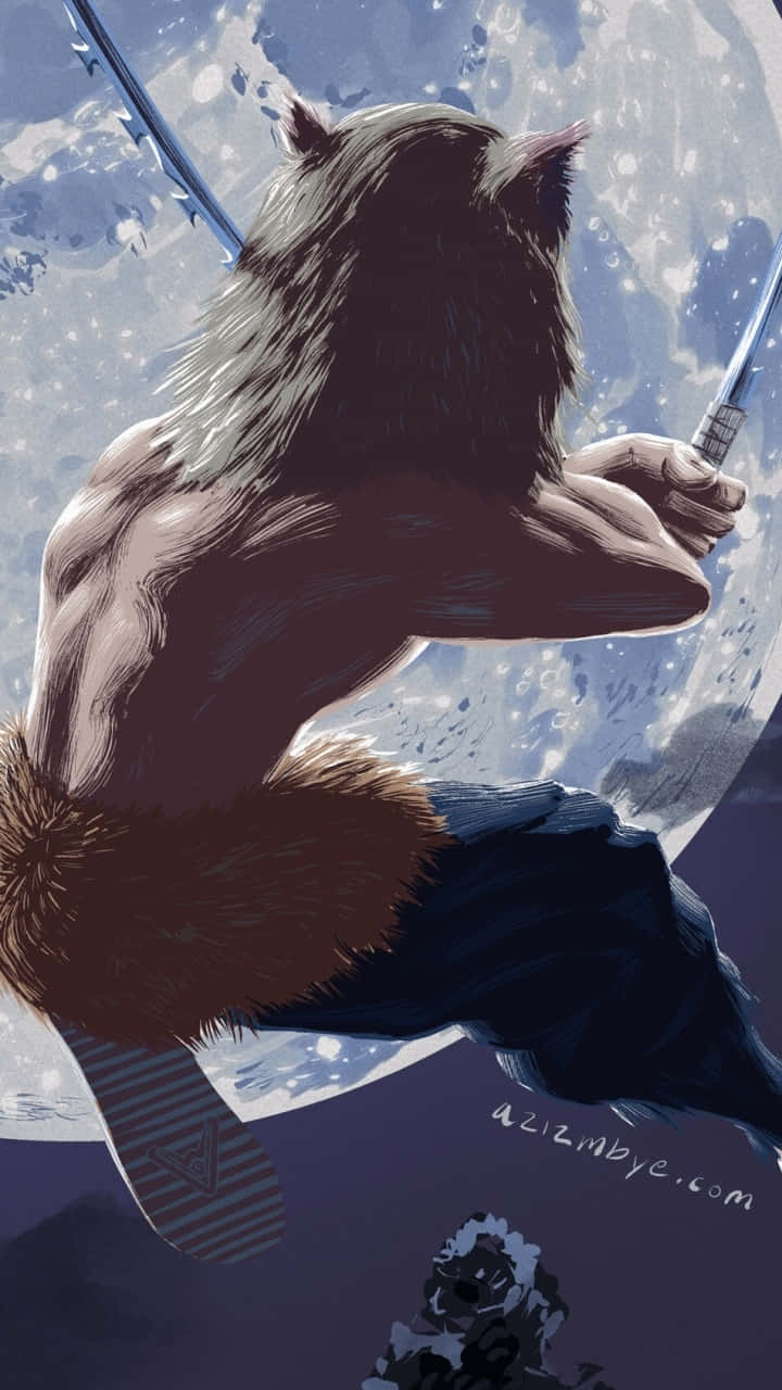 Inosuke Phone, muscular anthropomorphic fox, fur and tail, HD Phone Wallpaper