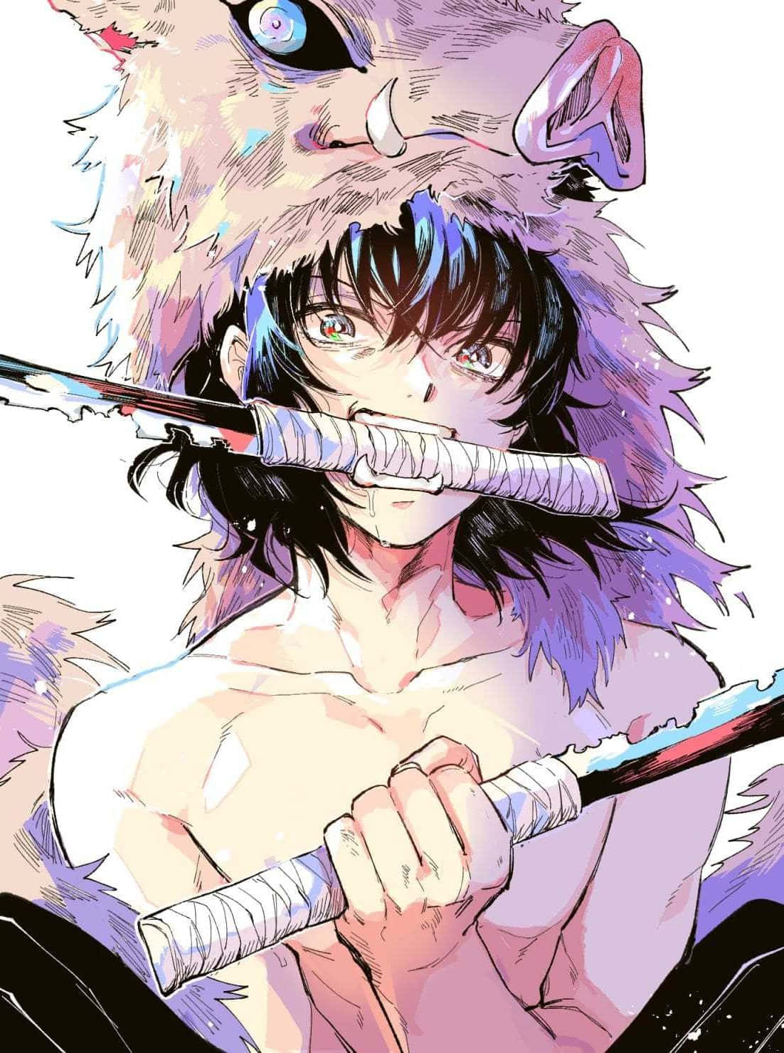 Inosuke Phone, Inosuke, dark hair, HD Phone Wallpaper