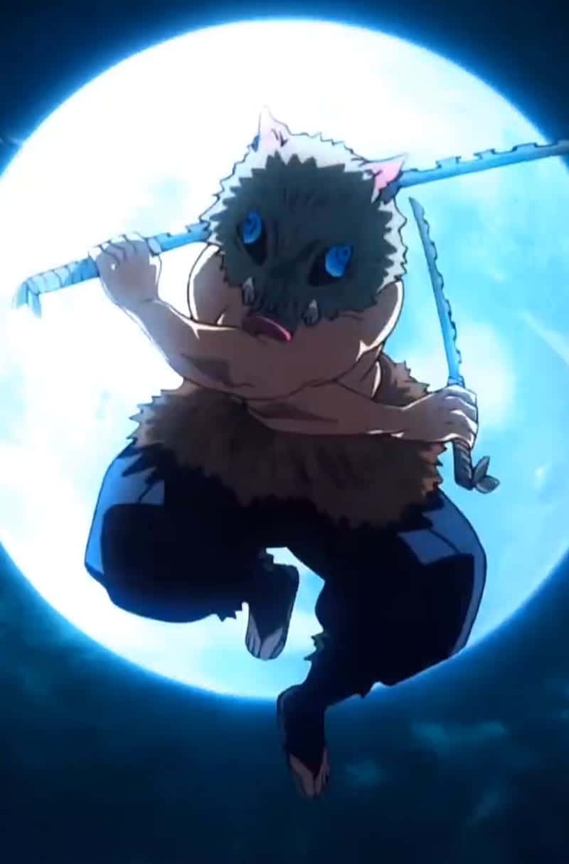 Inosuke Phone, blue eyes, pink ears, SD Phone Wallpaper
