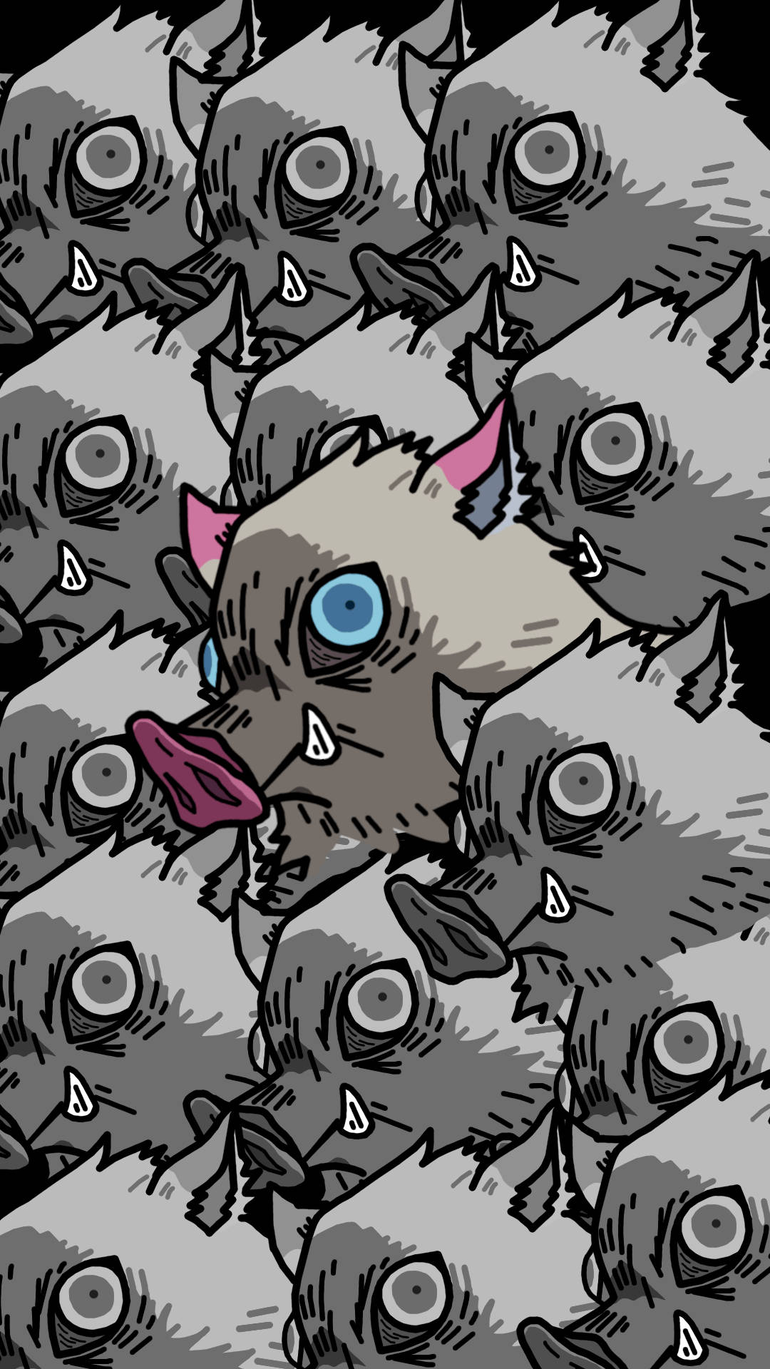 Inosuke, boar head pattern, blue-eyed, Full HD Phone Wallpaper