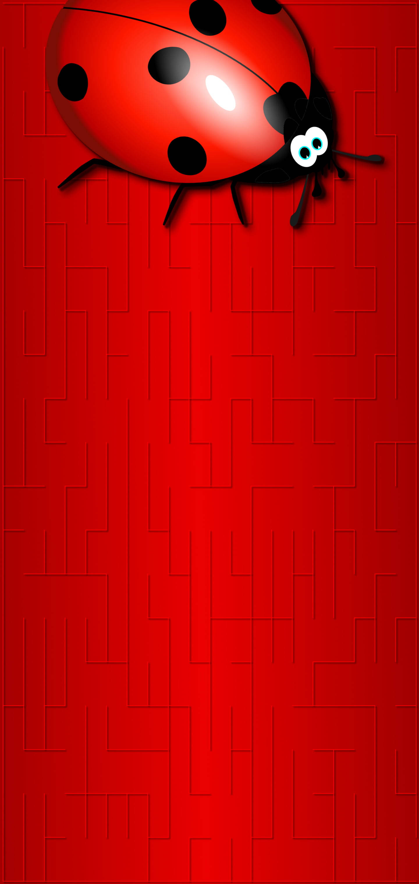 red lady bug, big eyes, textured red background, 2K Phone Wallpaper