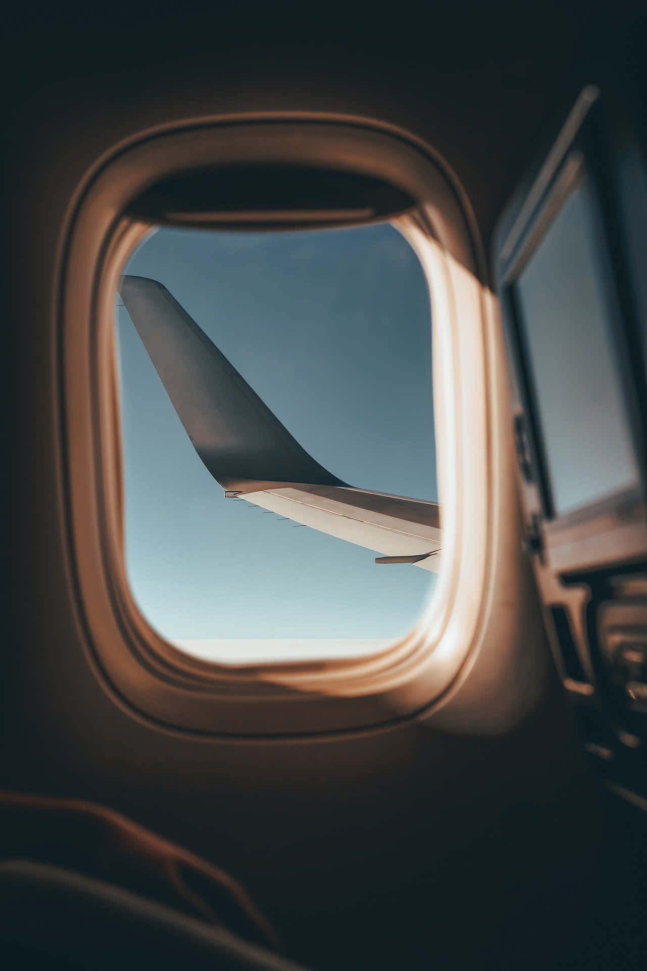 sunset aesthetic, window, airplane, Full HD Phone Wallpaper