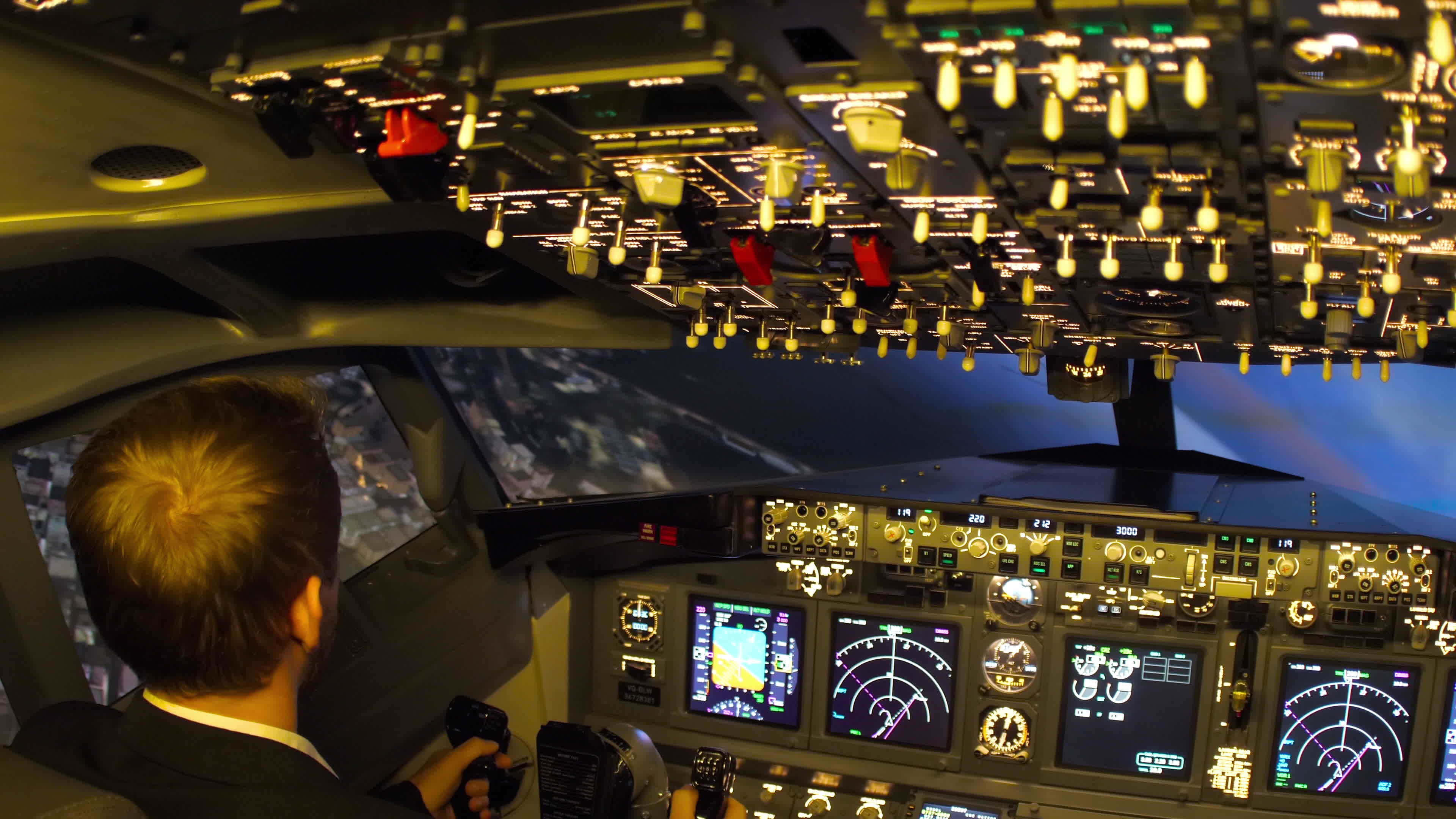 pilot, cockpit, modern aircraft, 4K Desktop Wallpaper