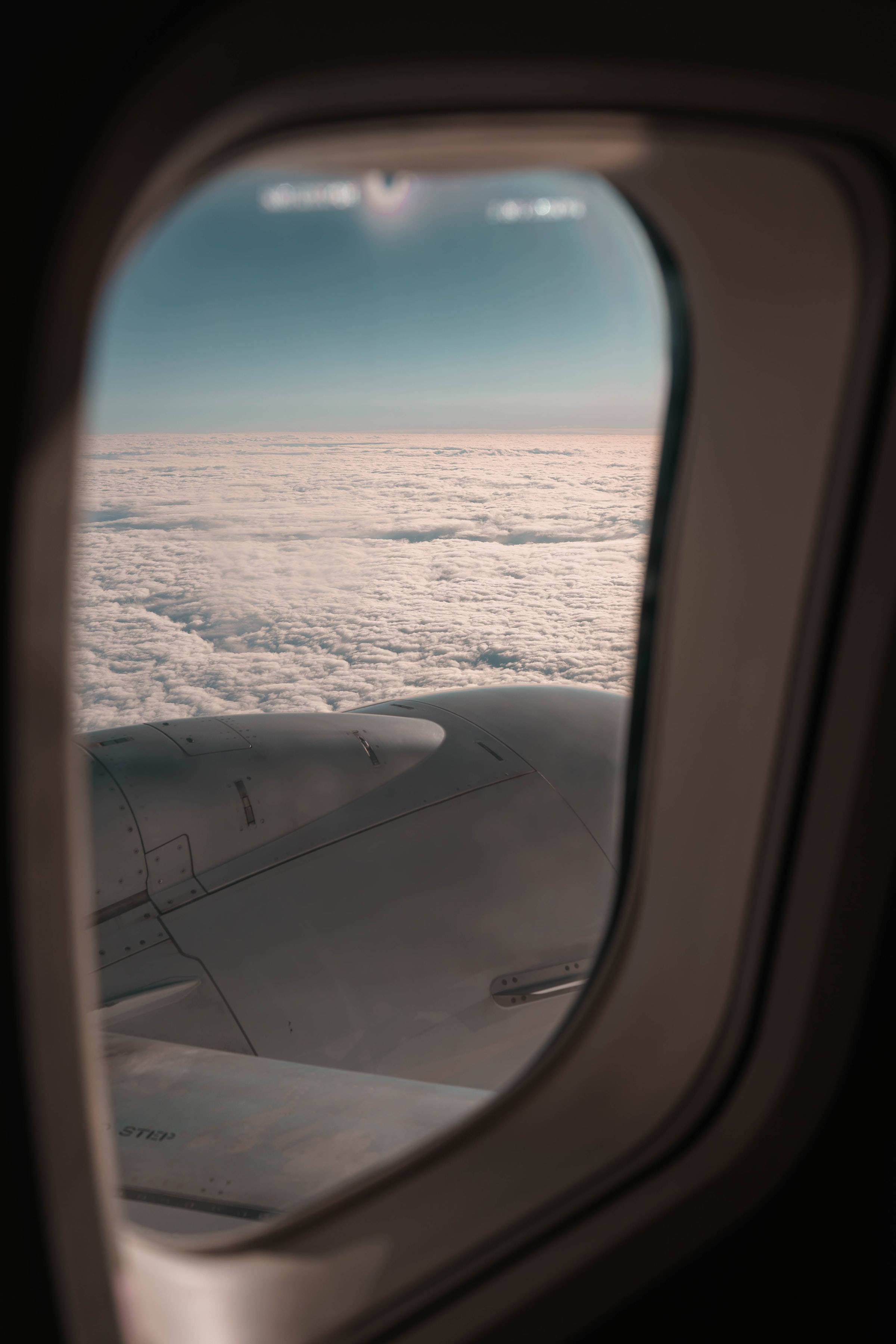 airplane window, wing, cloud sea, 2K Phone Wallpaper