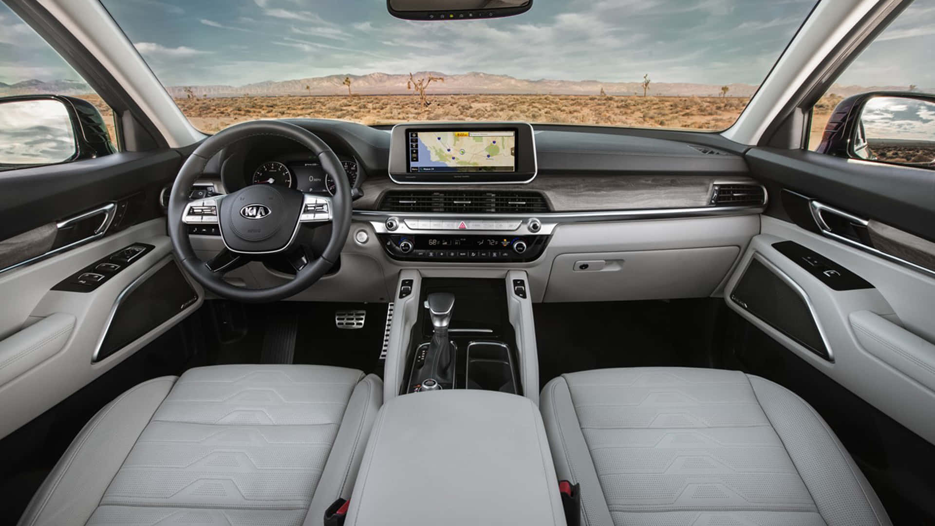2020 Kia Sorento, light gray leather seats, wood trim, Full HD Desktop Wallpaper