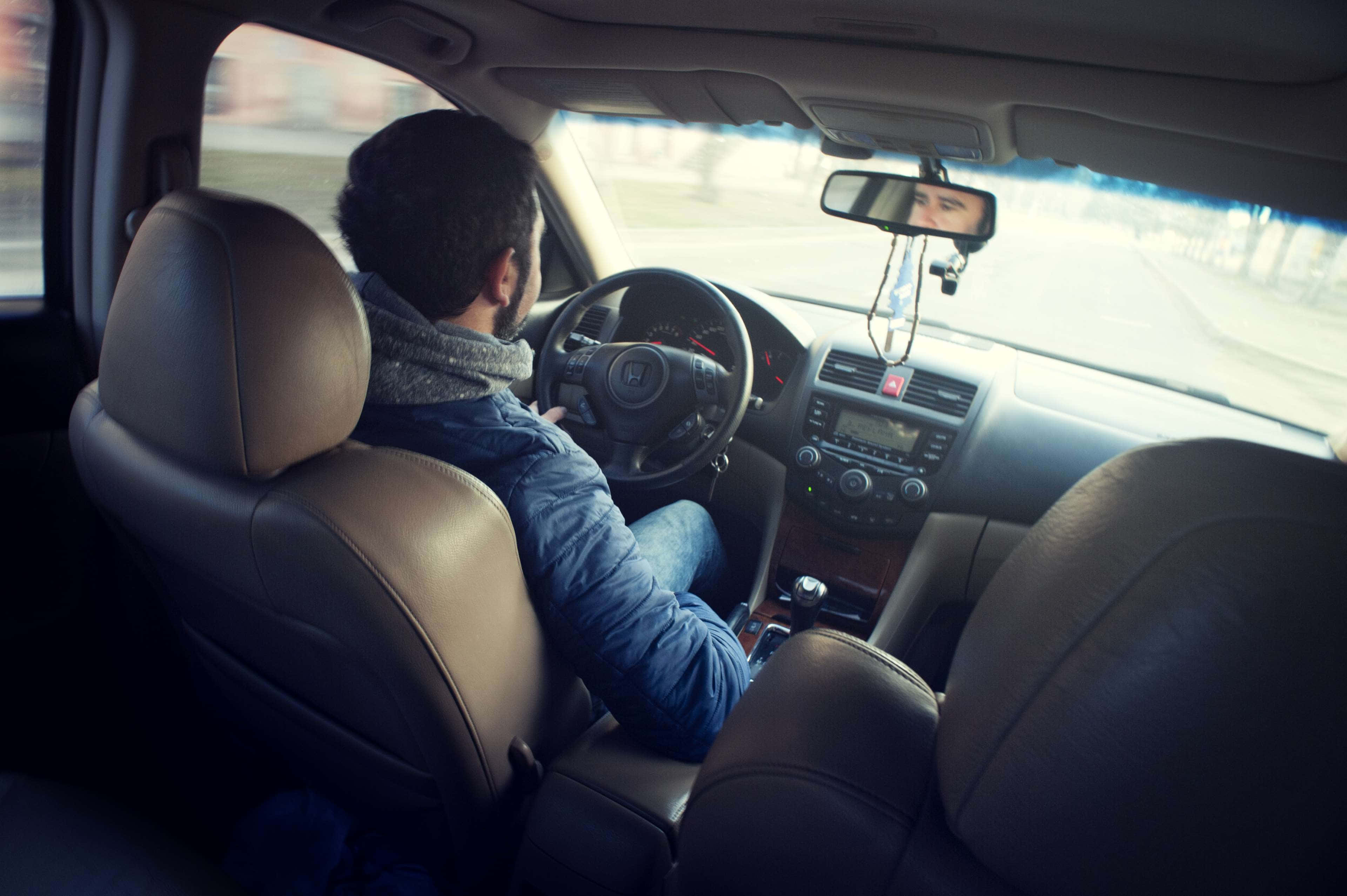 blue jacket, leather seats, wooden dashboard, 4K Desktop Wallpaper