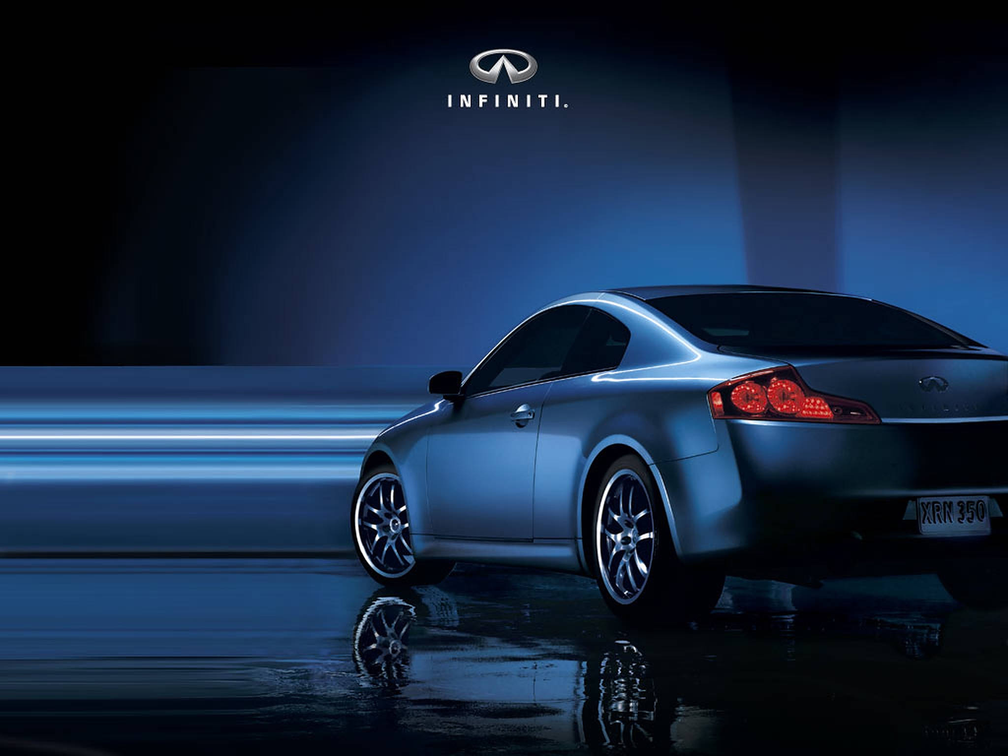 2003 Infiniti G35, silver, rain-slicked night street, Full HD Desktop Wallpaper