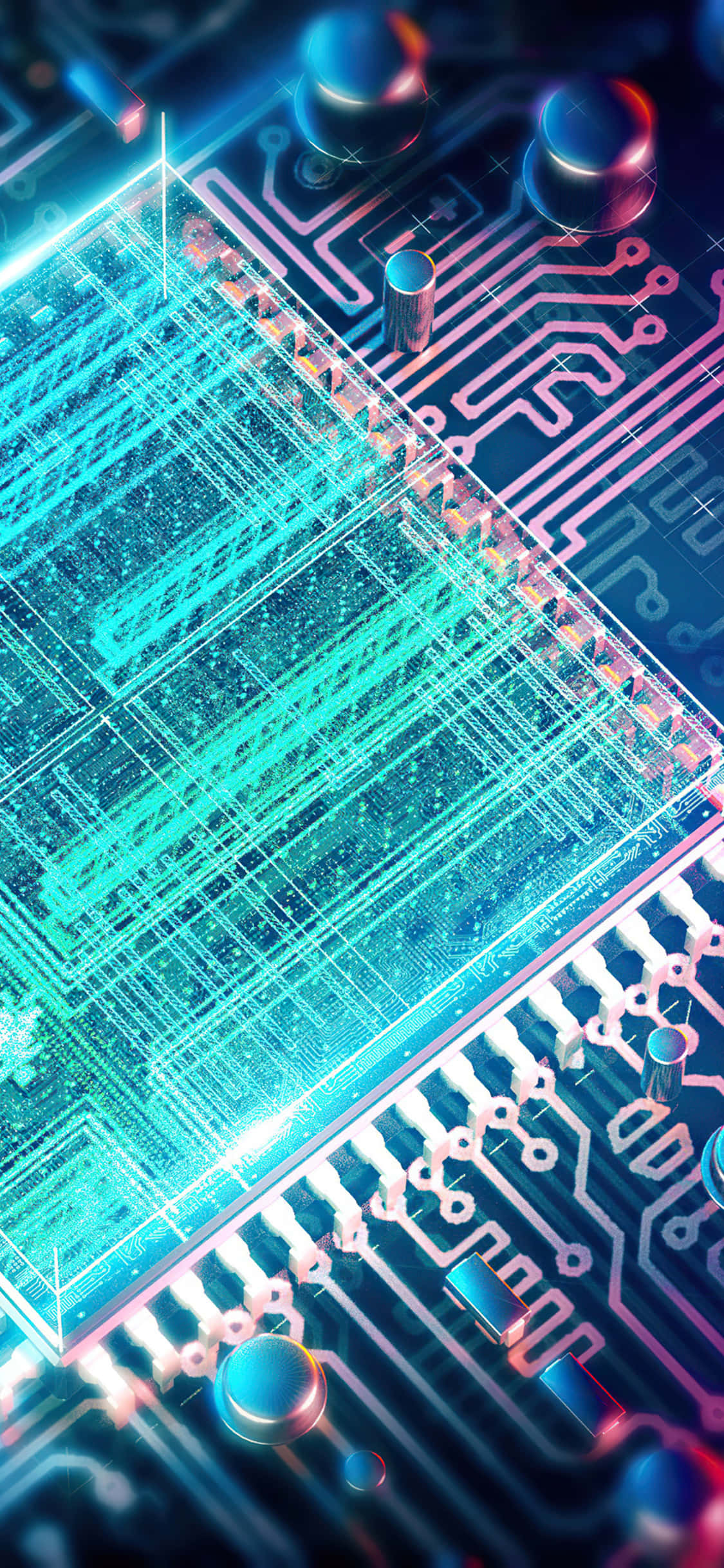iPhone 11, neon blue, pink energy lines, Full HD Phone Wallpaper