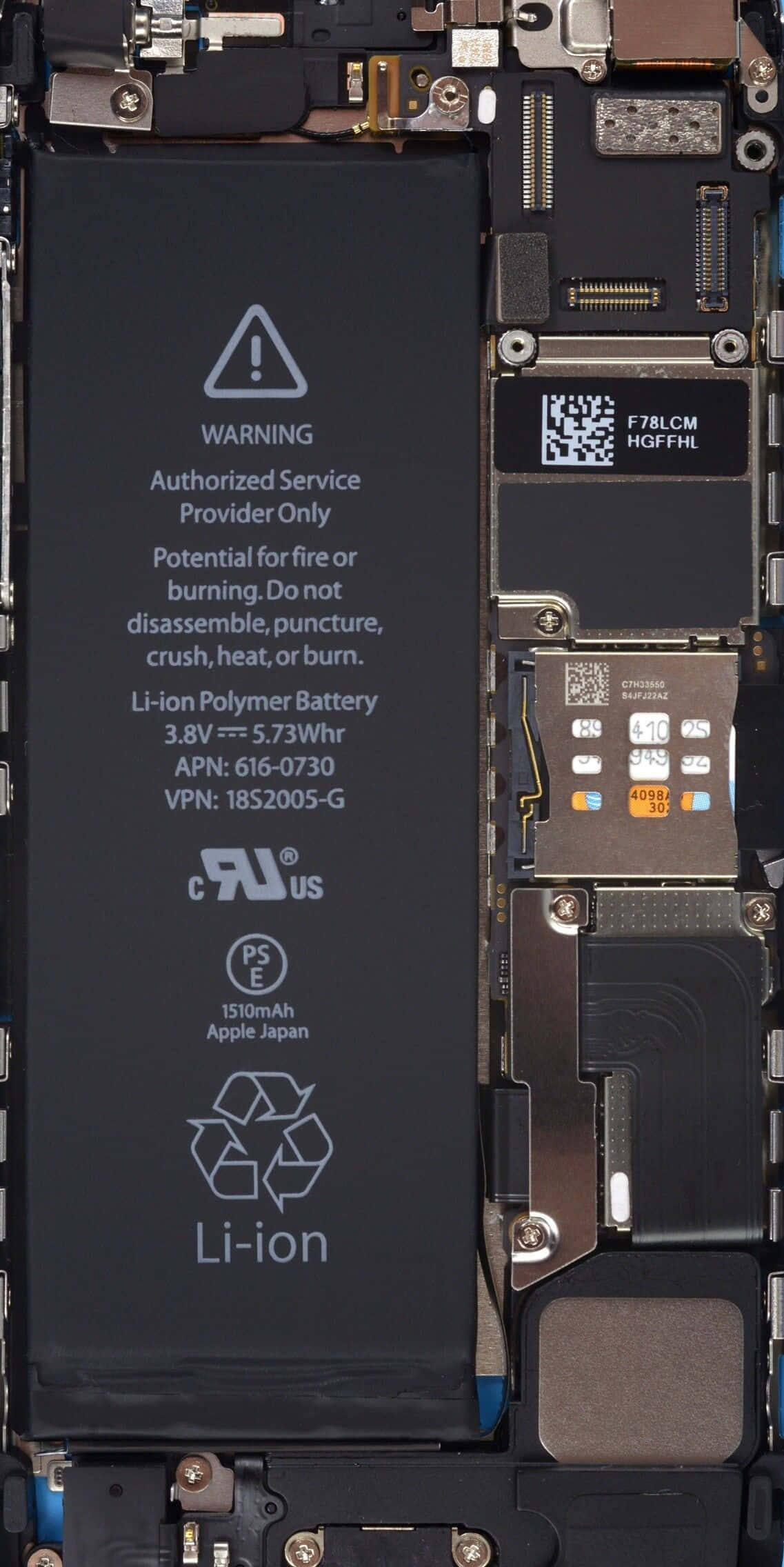 iPhone, battery circuit board, warning labels, Full HD Phone Wallpaper