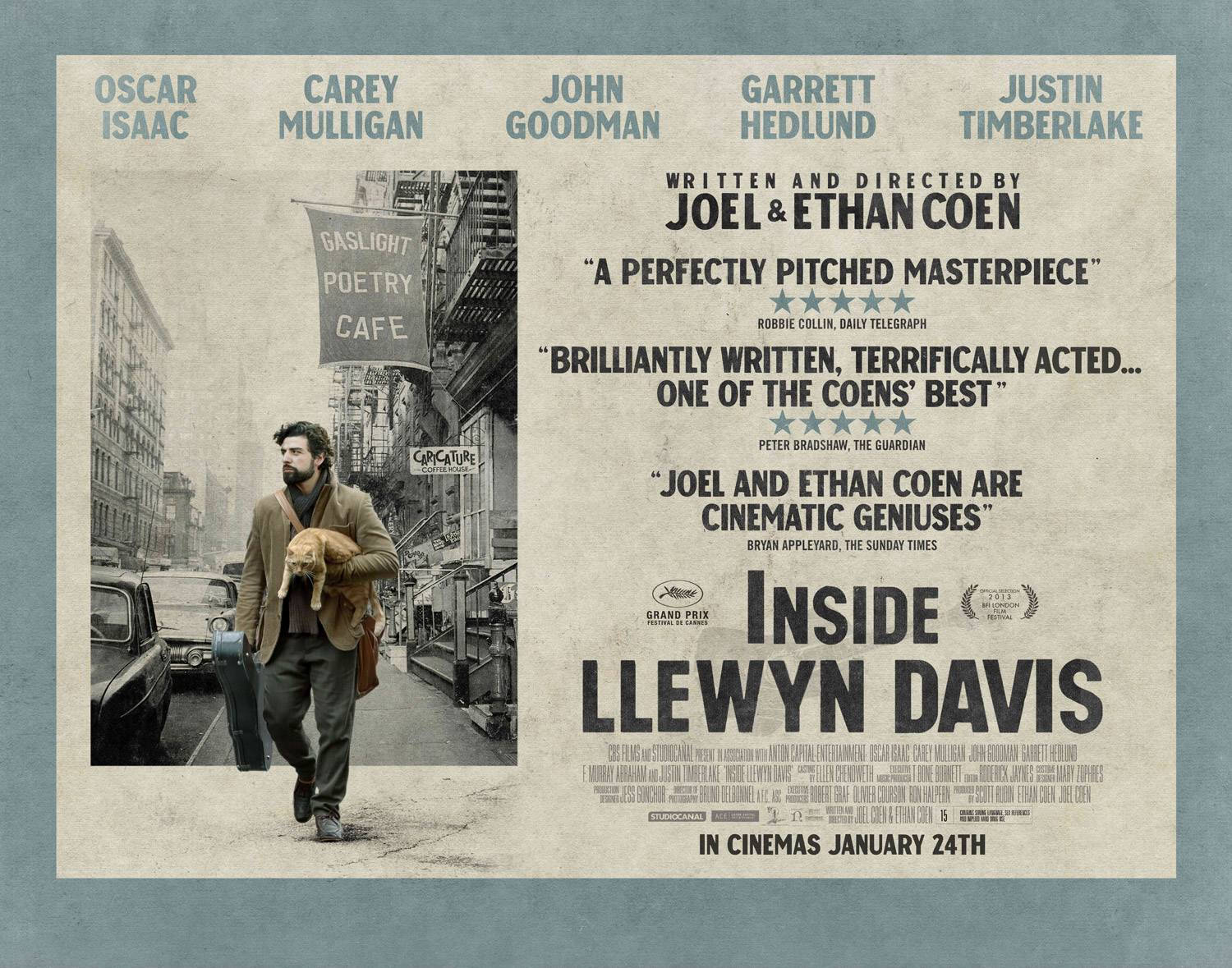 Inside Llewyn Davis, vintage movie poster, gritty urban street, HD Desktop Wallpaper