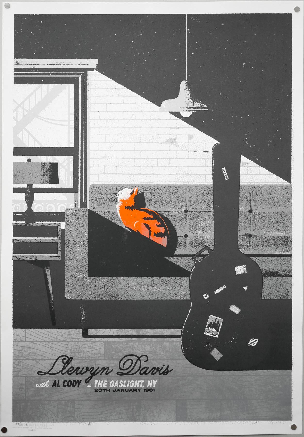 Inside Llewyn Davis, orange cat, guitar, HD Phone Wallpaper