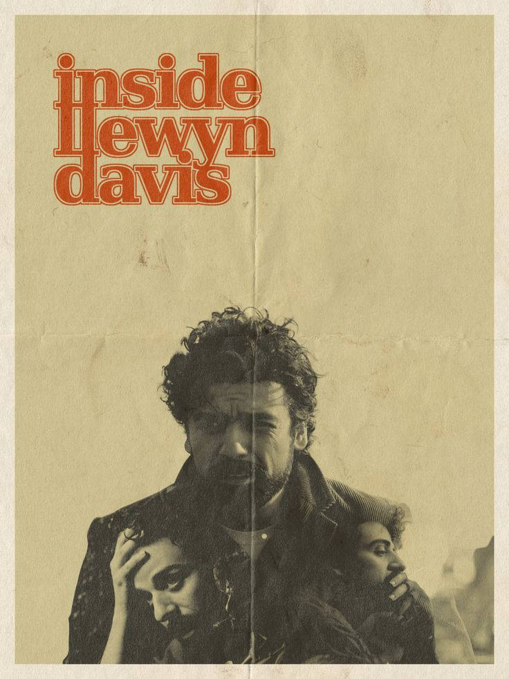 Inside Llewyn Davis, orange text, man holding two children, SD Phone Wallpaper